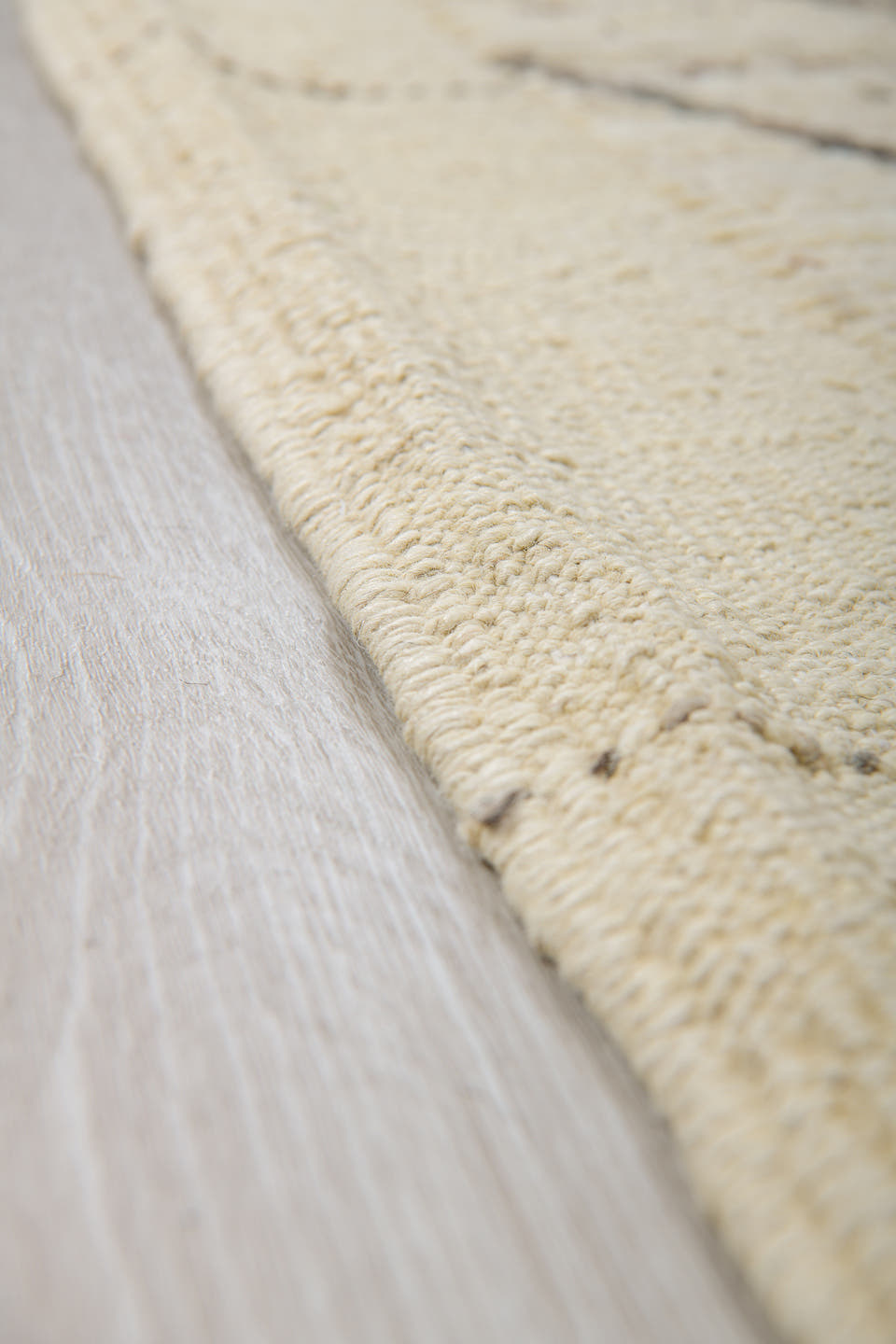 9' x 12' one-of-a-kind handmade vintage Tulu large size rug. Color palette: ivory, charcoal, cream, taupe, slate, black