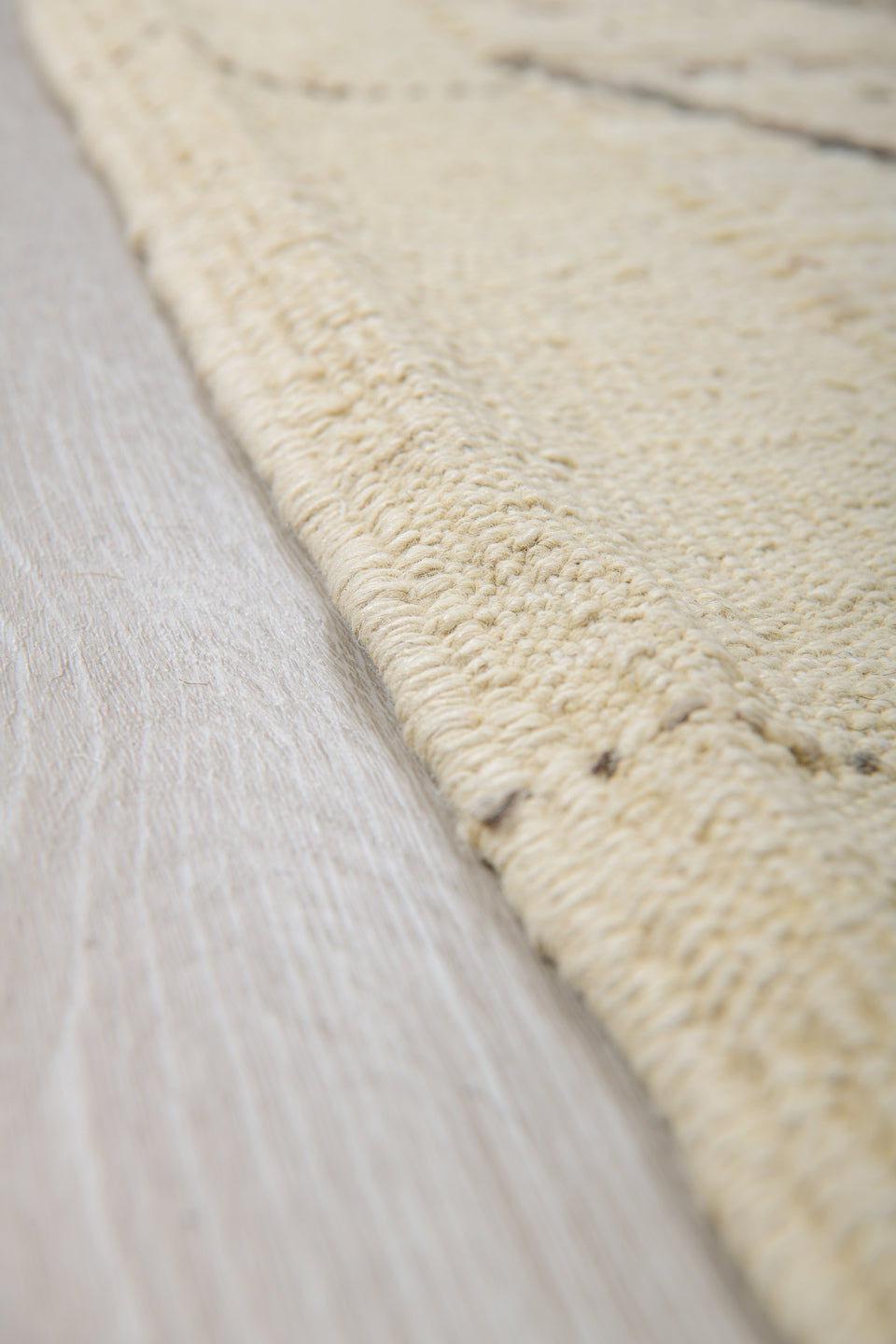 9' x 12' one-of-a-kind handmade vintage Tulu large size rug. Color palette: ivory, charcoal, cream, taupe, slate, black