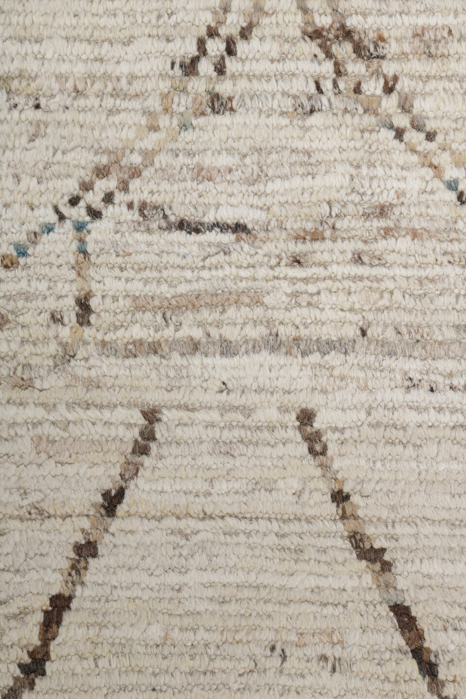 10' x 13' one-of-a-kind handmade vintage Tulu oversize rug. Color palette: ivory, taupe, brown, camel, charcoal, beige, gray