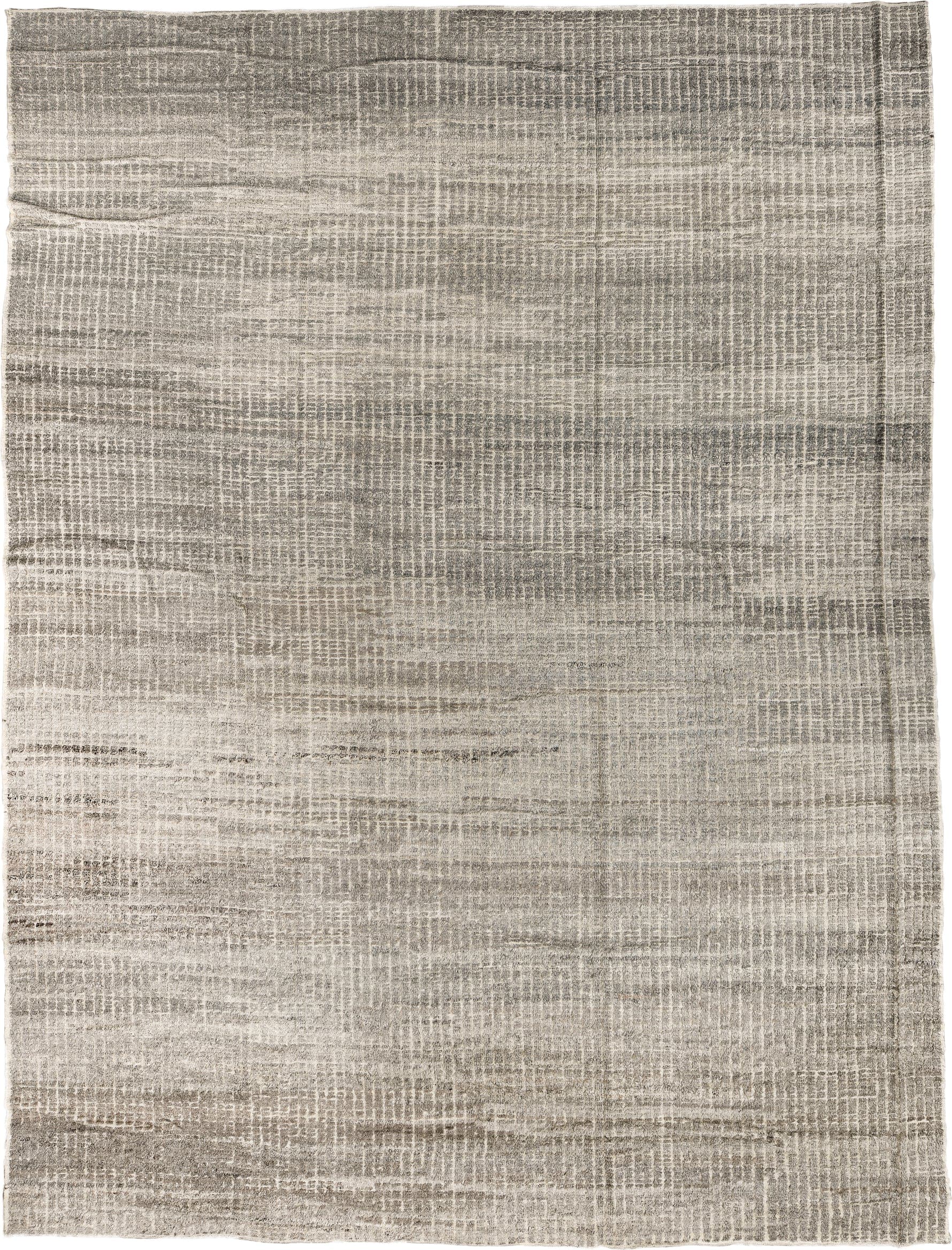 10' x 14' one-of-a-kind handmade vintage Tulu large size rug. Color palette: taupe, ivory, gray, greige, charcoal, beige