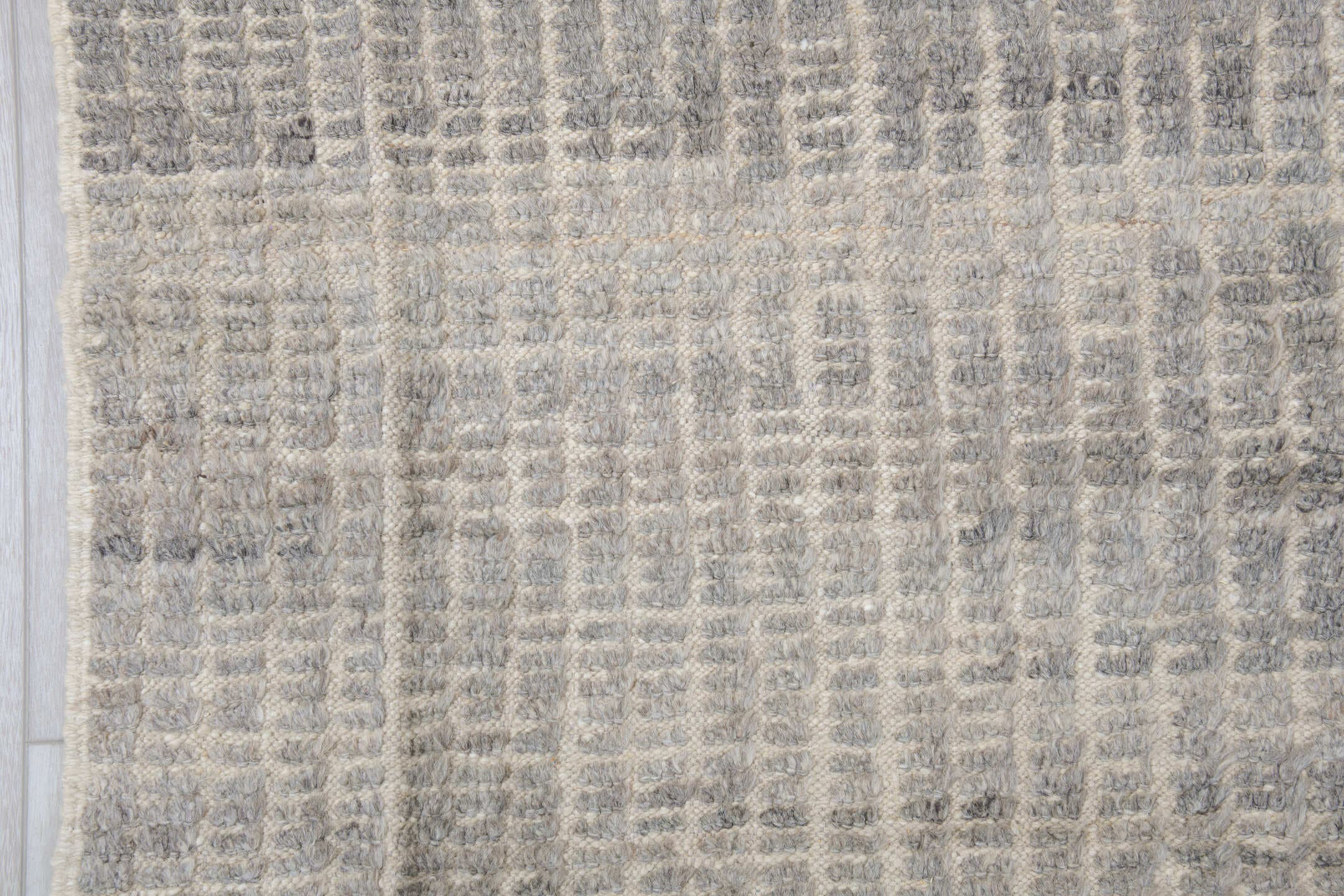 10' x 14' one-of-a-kind handmade vintage Tulu large size rug. Color palette: taupe, ivory, gray, greige, charcoal, beige
