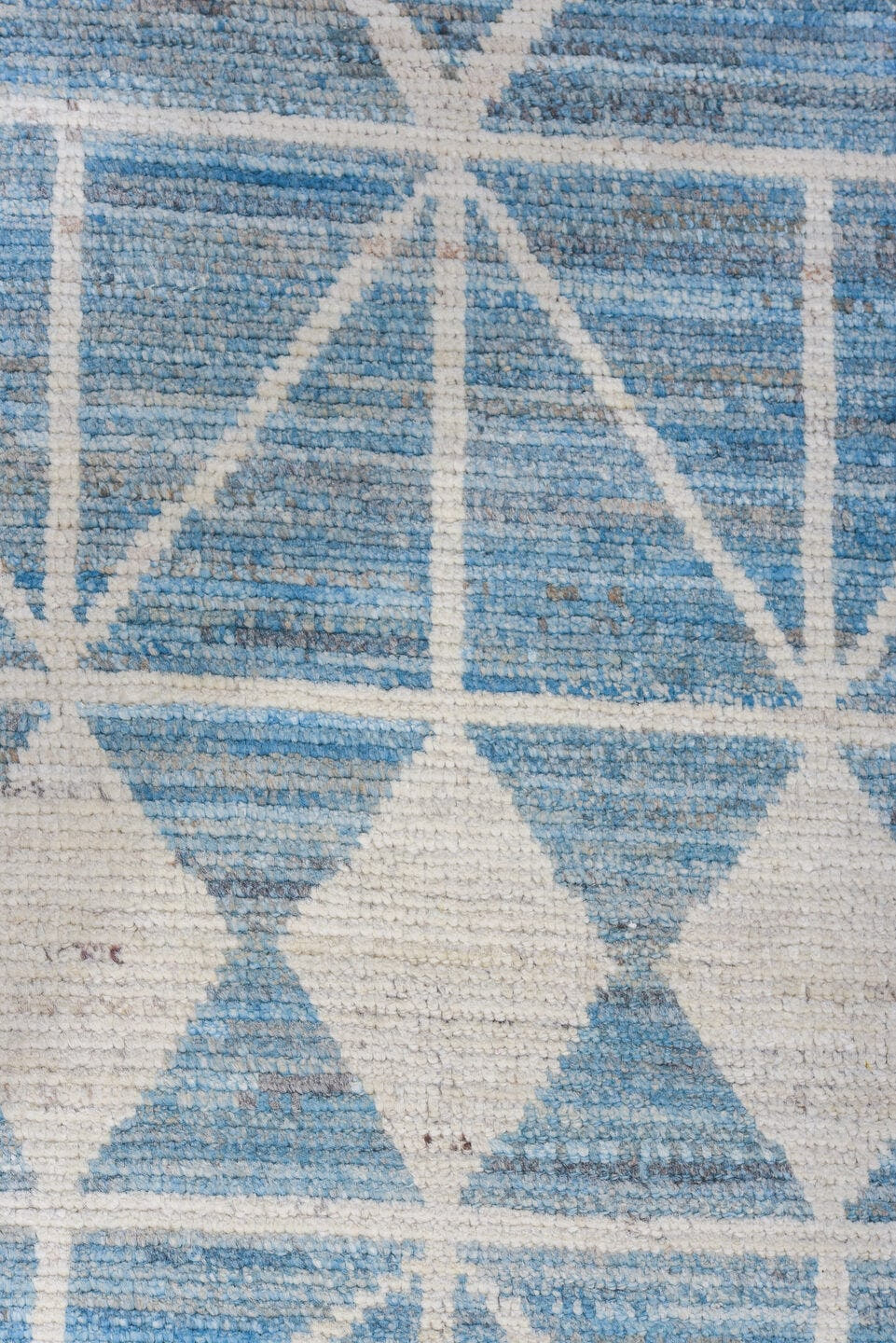 9' x 11' one-of-a-kind handmade vintage Tulu large size rug. Color palette: sky blue, ivory, powder blue, light blue