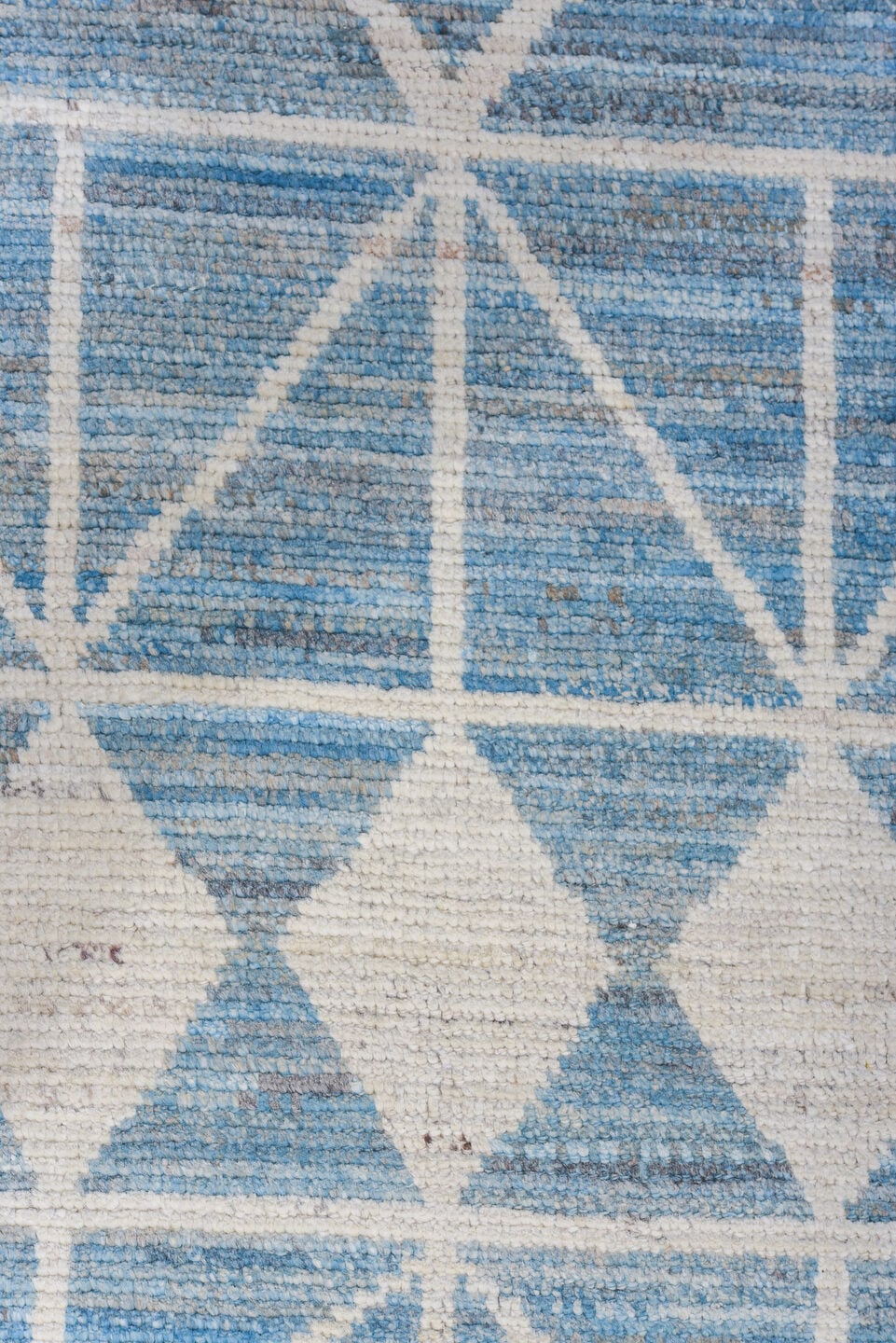 9' x 11' one-of-a-kind handmade vintage Tulu large size rug. Color palette: sky blue, ivory, powder blue, light blue