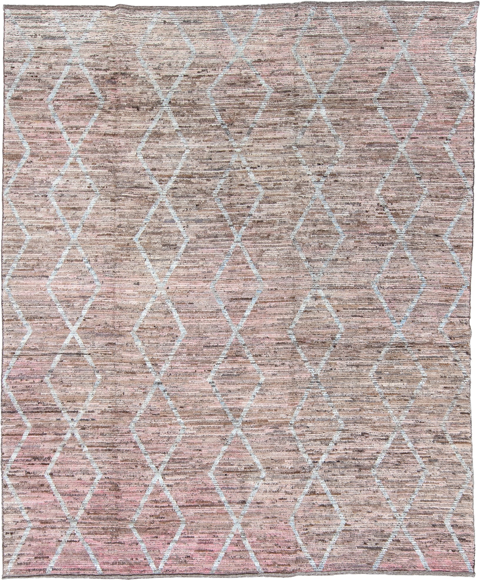 8' x 9' one-of-a-kind handmade vintage Tulu rug. Color palette: taupe, blush, brown, ivory, rose, camel, beige, gray, pink