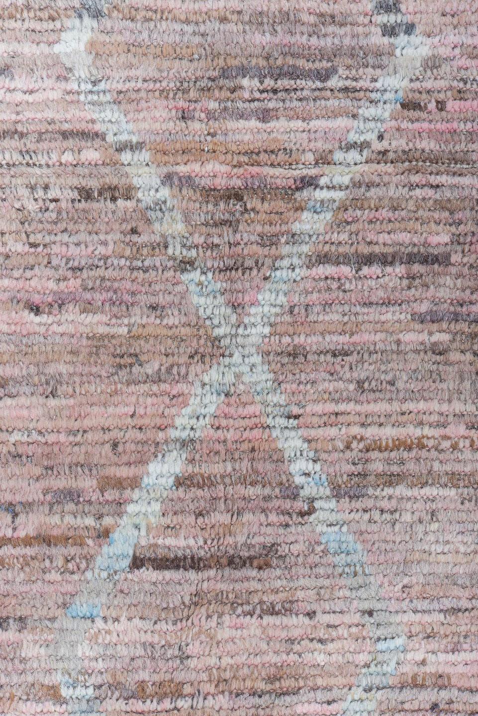 8' x 9' one-of-a-kind handmade vintage Tulu rug. Color palette: taupe, blush, brown, ivory, rose, camel, beige, gray, pink