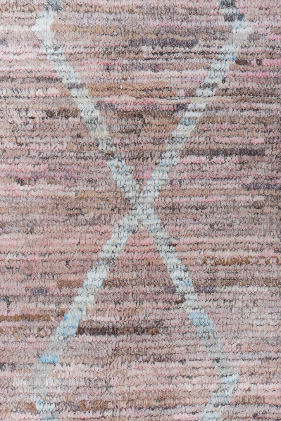 8' x 9' one-of-a-kind handmade vintage Tulu rug. Color palette: taupe, blush, brown, ivory, rose, camel, beige, gray, pink