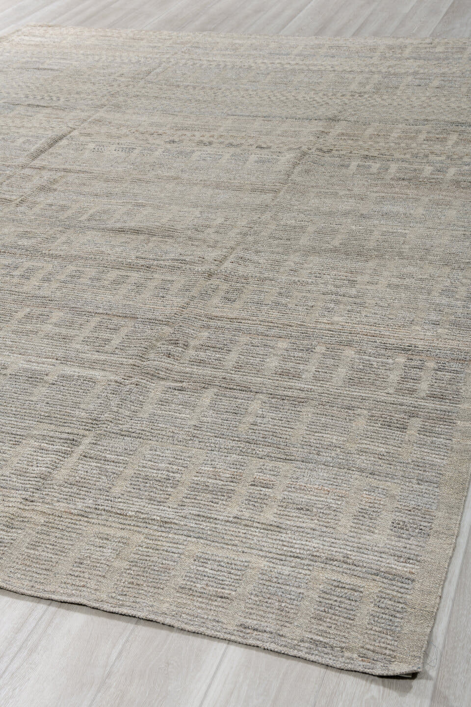 9' x 12' one-of-a-kind handmade vintage Tulu large size rug. Color palette: taupe, ivory, gray, greige, stone, beige