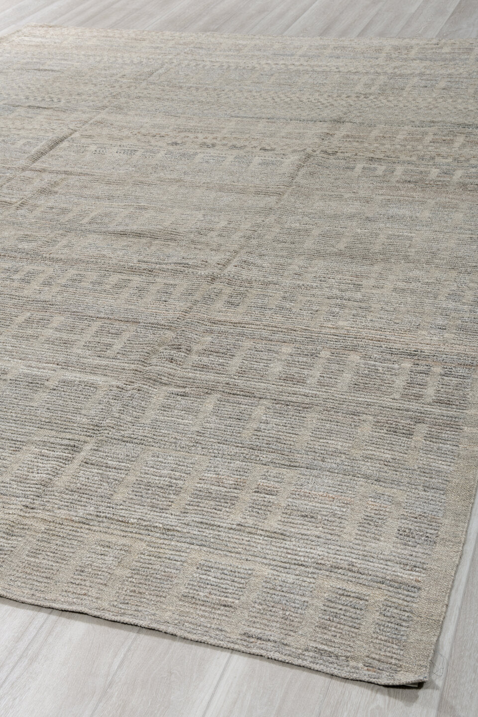 9' x 12' one-of-a-kind handmade vintage Tulu large size rug. Color palette: taupe, ivory, gray, greige, stone, beige