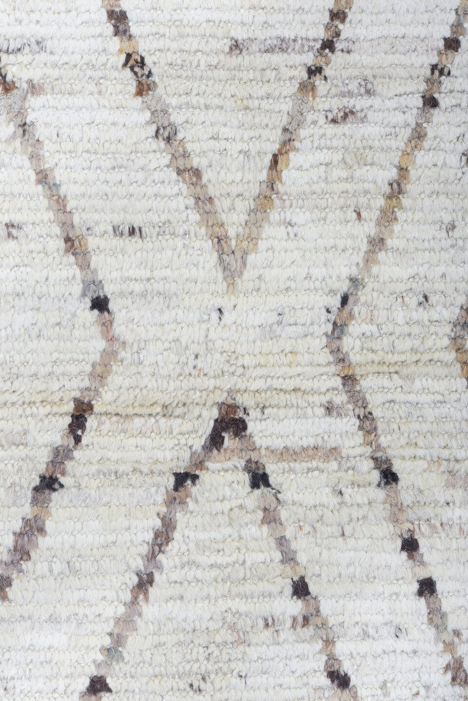 10' x 13' one-of-a-kind handmade vintage Tulu large size rug. Color palette: ivory, taupe, brown, beige, gray