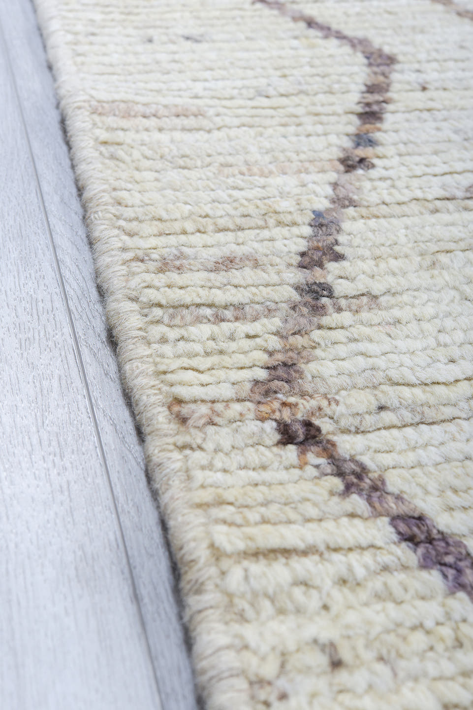 10' x 13' one-of-a-kind handmade vintage Tulu large size rug. Color palette: ivory, taupe, brown, beige, gray