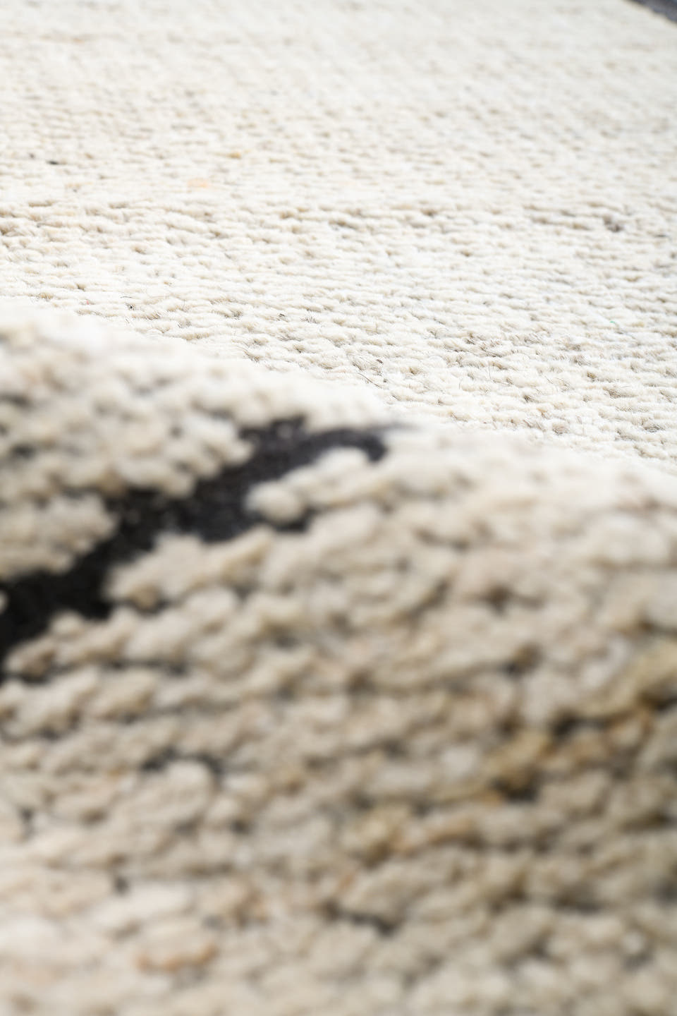 10' x 14' one-of-a-kind handmade vintage Tulu large size rug. Color palette: ivory, charcoal, cream, taupe, slate, black