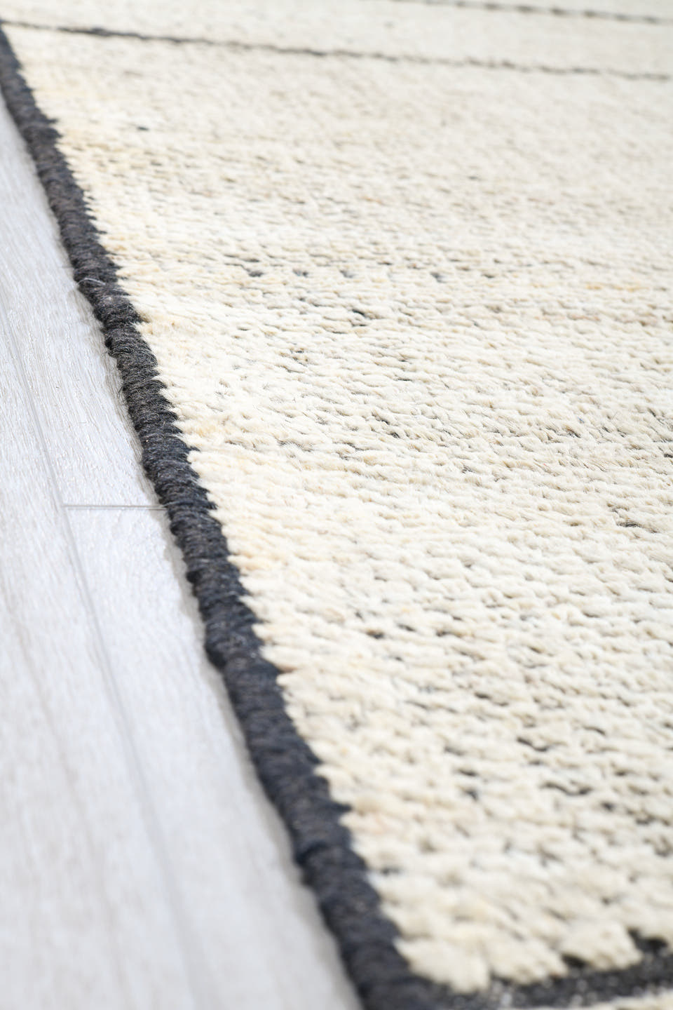 10' x 14' one-of-a-kind handmade vintage Tulu large size rug. Color palette: ivory, charcoal, cream, taupe, slate, black