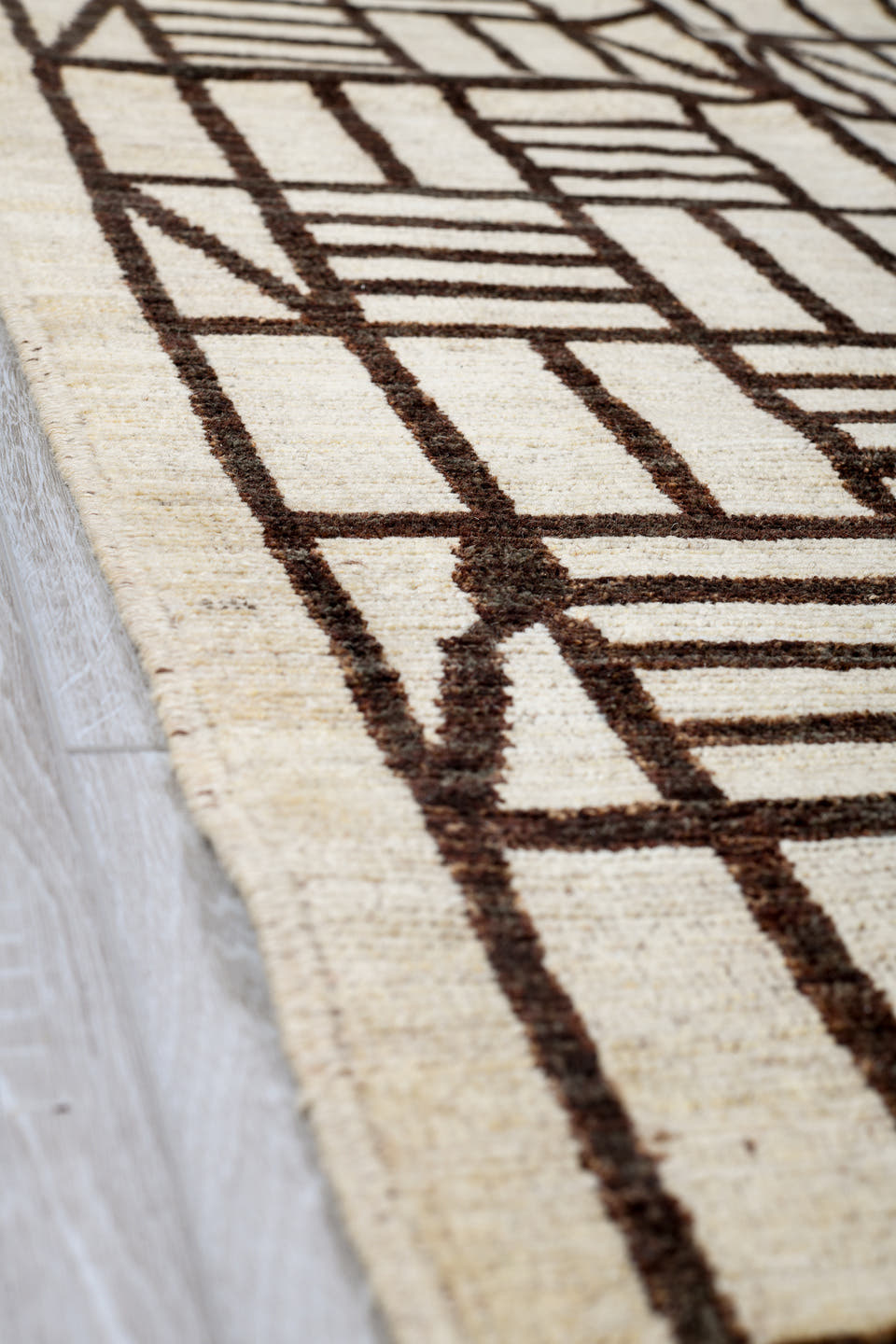 11' x 13' one-of-a-kind handmade vintage Tulu oversize rug. Color palette: ivory, charcoal, gray, black