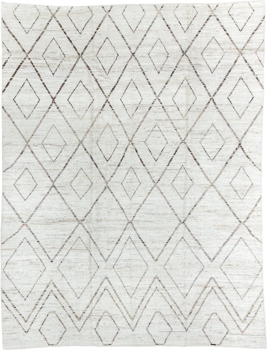 10' x 13' one-of-a-kind handmade vintage Tulu large size rug. Color palette: ivory, cream, taupe, light brown, beige