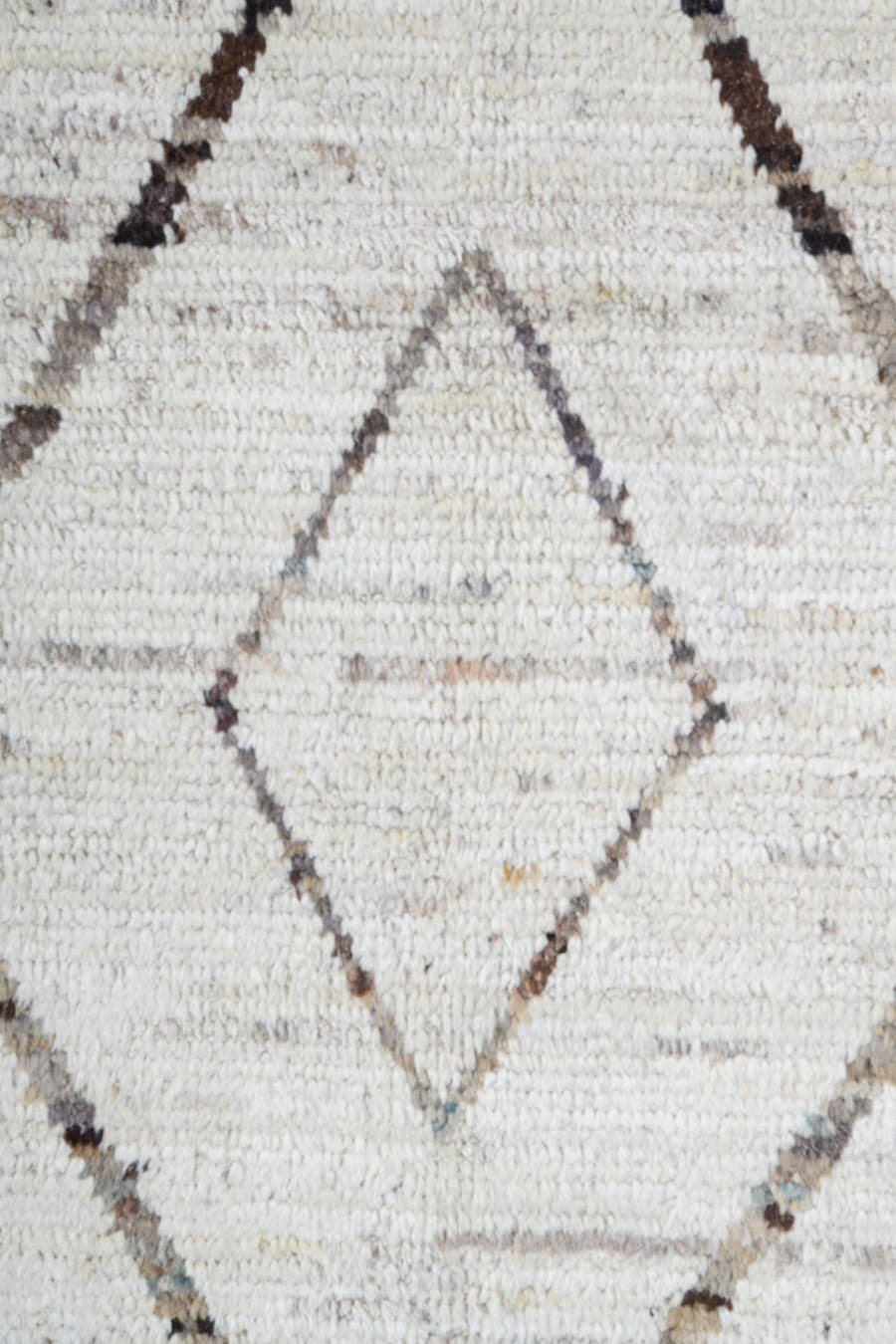10' x 13' one-of-a-kind handmade vintage Tulu large size rug. Color palette: ivory, cream, taupe, light brown, beige