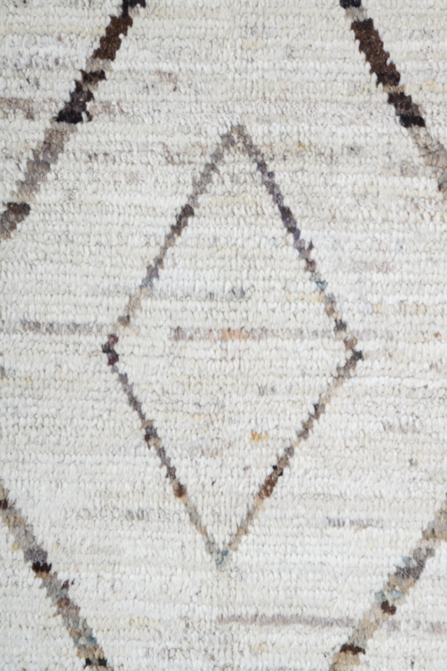10' x 13' one-of-a-kind handmade vintage Tulu large size rug. Color palette: ivory, cream, taupe, light brown, beige