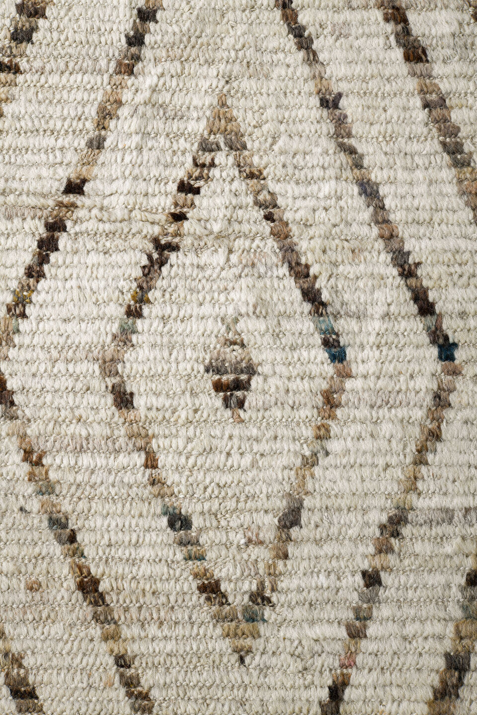 12' x 14' one-of-a-kind handmade vintage Tulu oversize rug. Color palette: ivory, taupe, brown, beige, gray