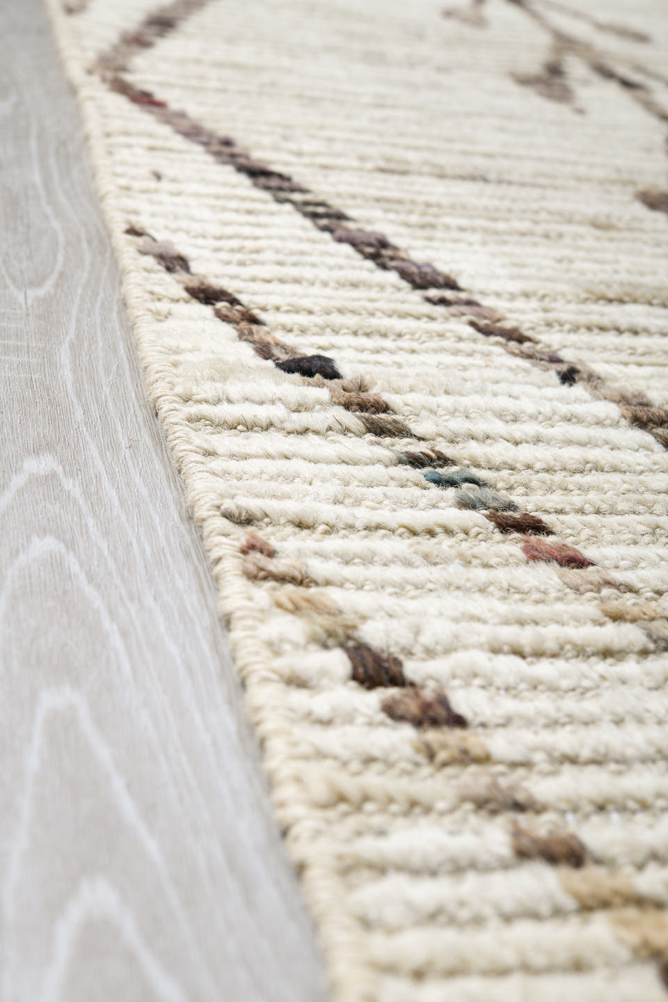12' x 14' one-of-a-kind handmade vintage Tulu oversize rug. Color palette: ivory, taupe, brown, beige, gray