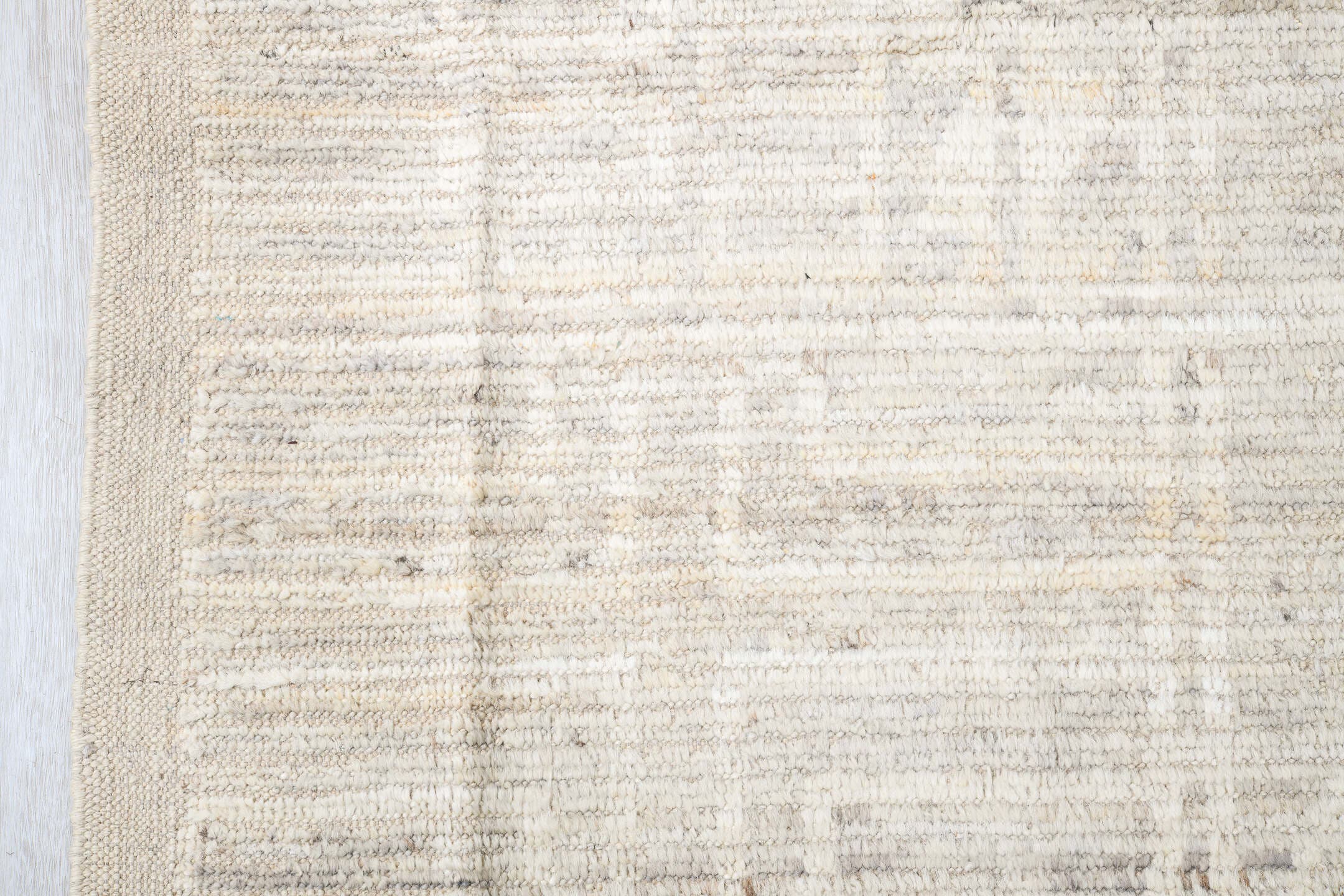10' x 13' one-of-a-kind handmade vintage Tulu oversize rug. Color palette: ivory, cream, taupe, beige, sand, light gray