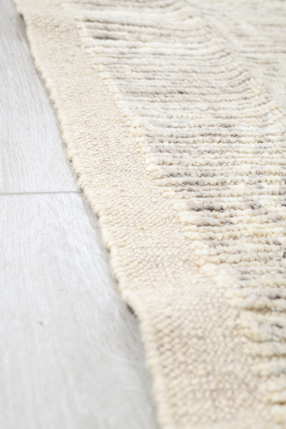 10' x 13' one-of-a-kind handmade vintage Tulu oversize rug. Color palette: ivory, cream, taupe, beige, sand, light gray