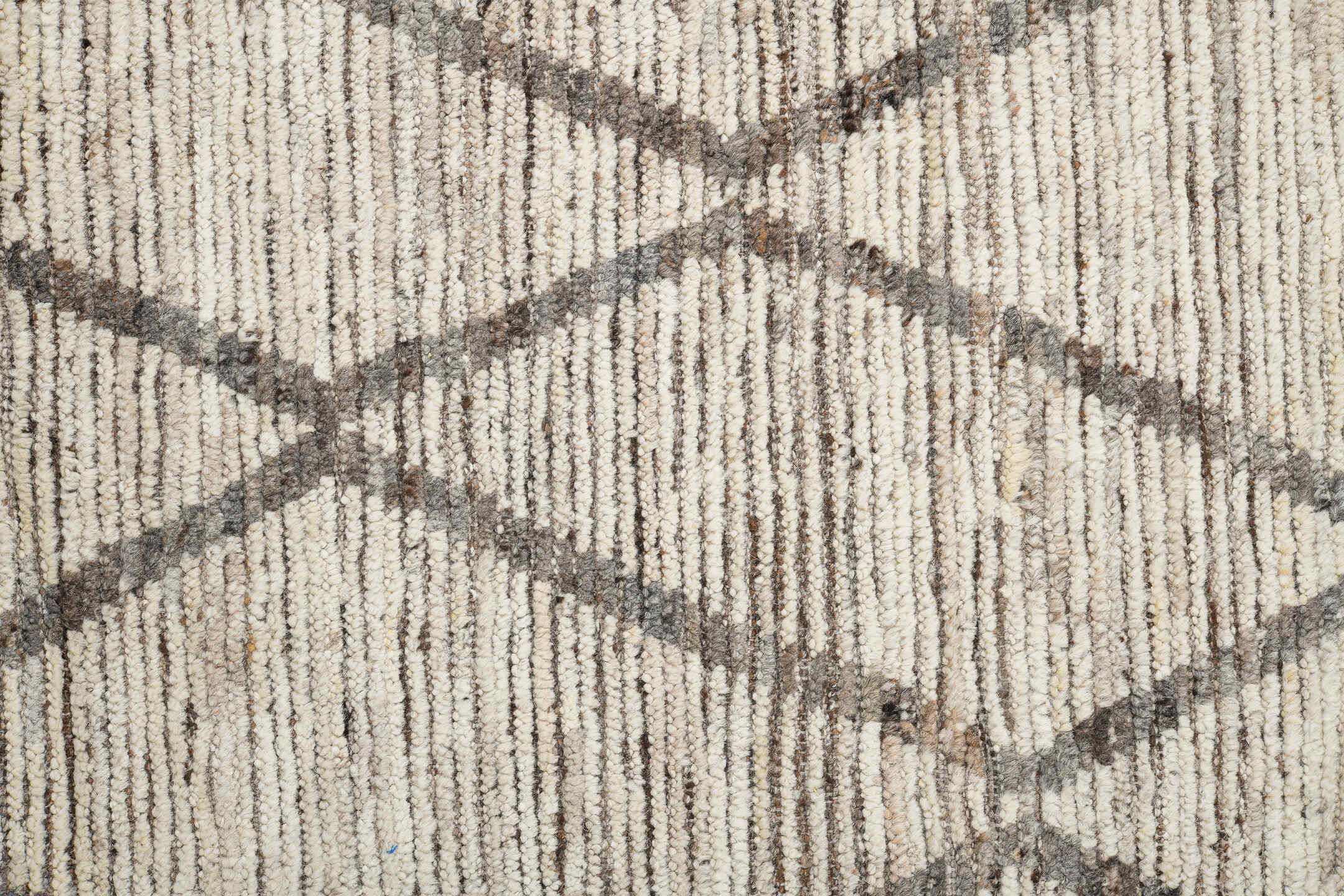 11' x 13' one-of-a-kind handmade vintage Tulu oversize rug. Color palette: ivory, taupe, brown, cream, beige, gray