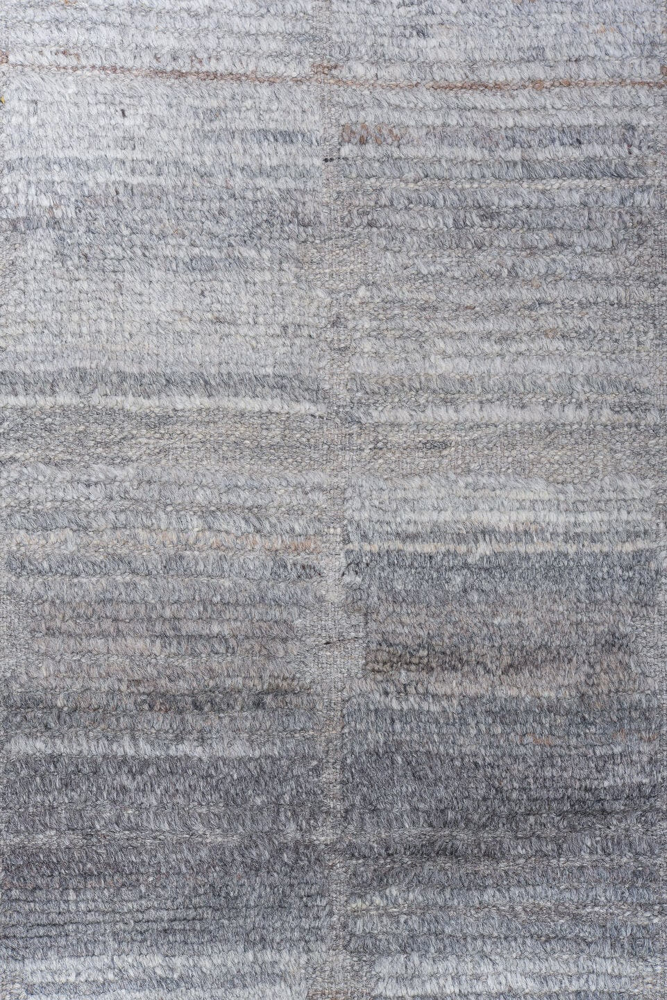 10' x 14' one-of-a-kind handmade vintage Tulu large size rug. Color palette: gray, ivory, taupe, cream, beige