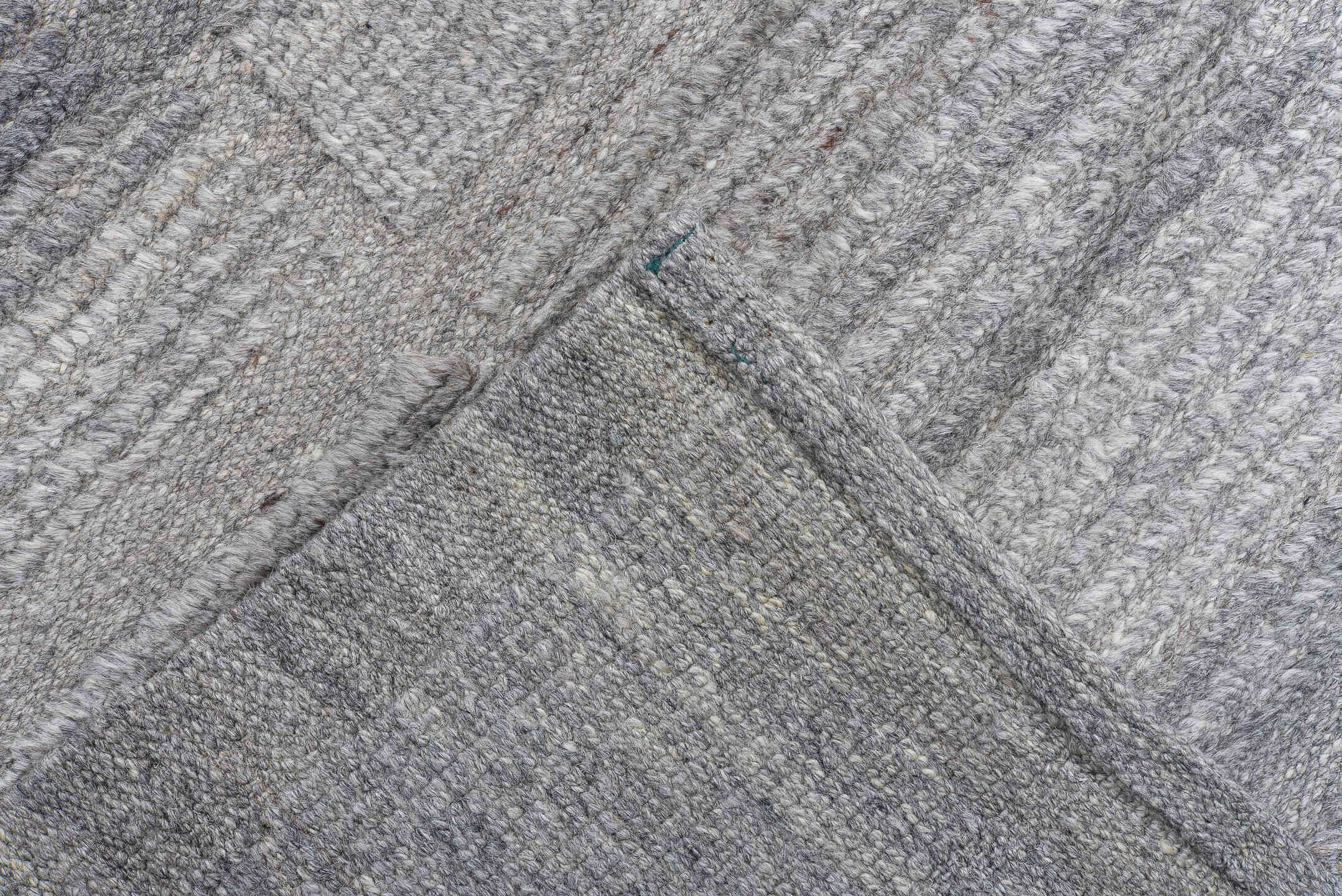 10' x 14' one-of-a-kind handmade vintage Tulu large size rug. Color palette: gray, ivory, taupe, cream, beige