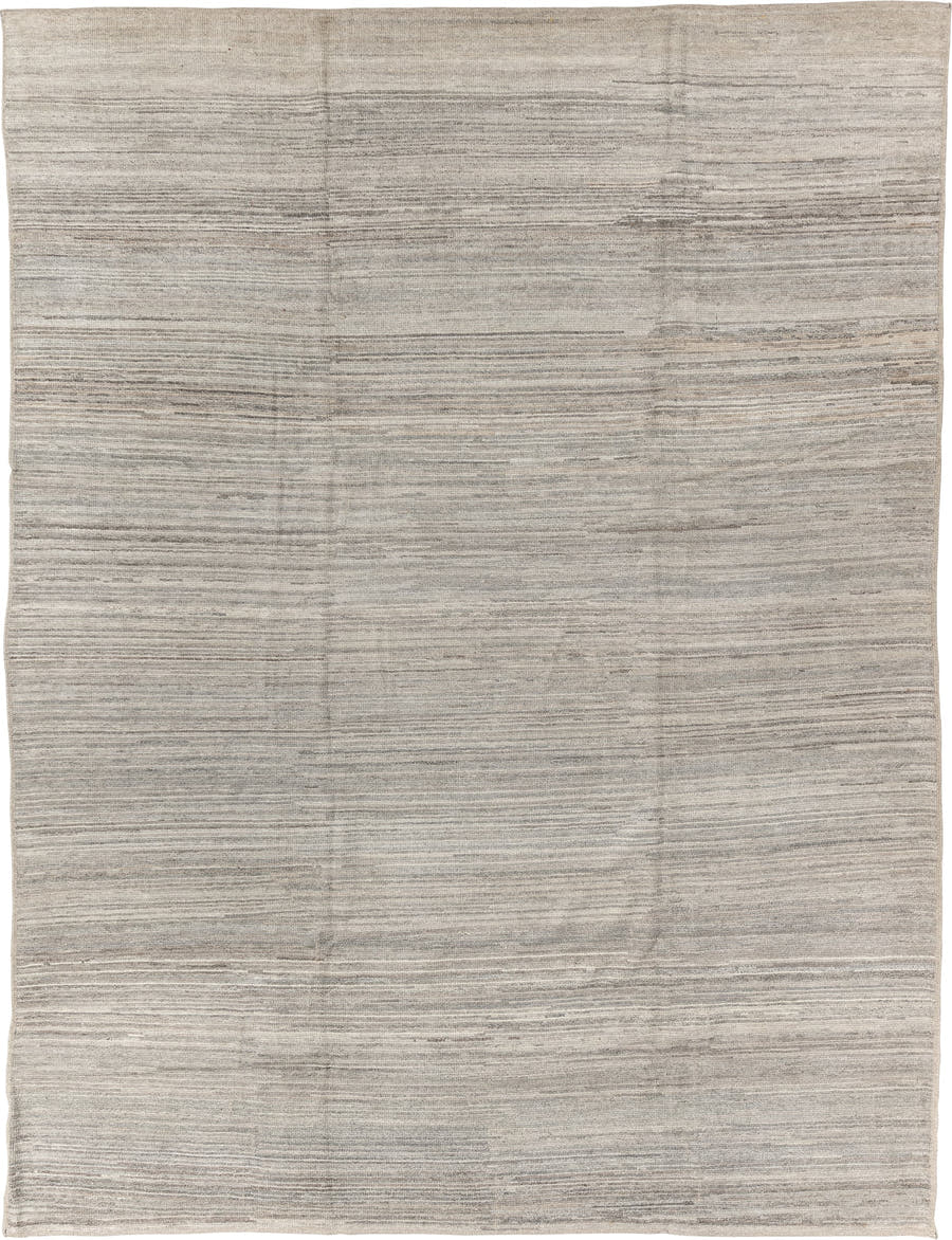 9' x 12' one-of-a-kind handmade vintage Tulu large size rug. Color palette: ivory, taupe, beige, gray