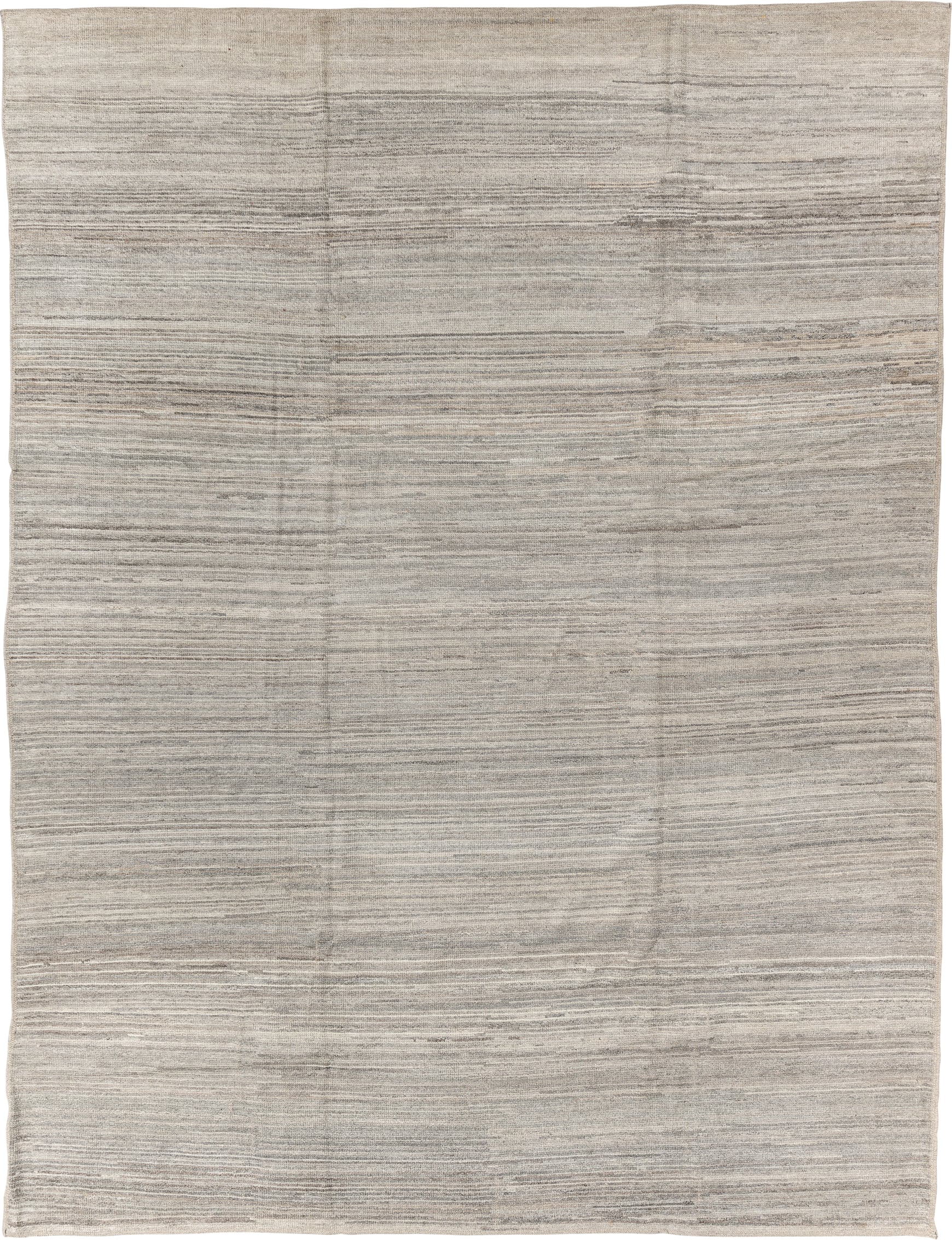 9' x 12' one-of-a-kind handmade vintage Tulu large size rug. Color palette: ivory, taupe, beige, gray