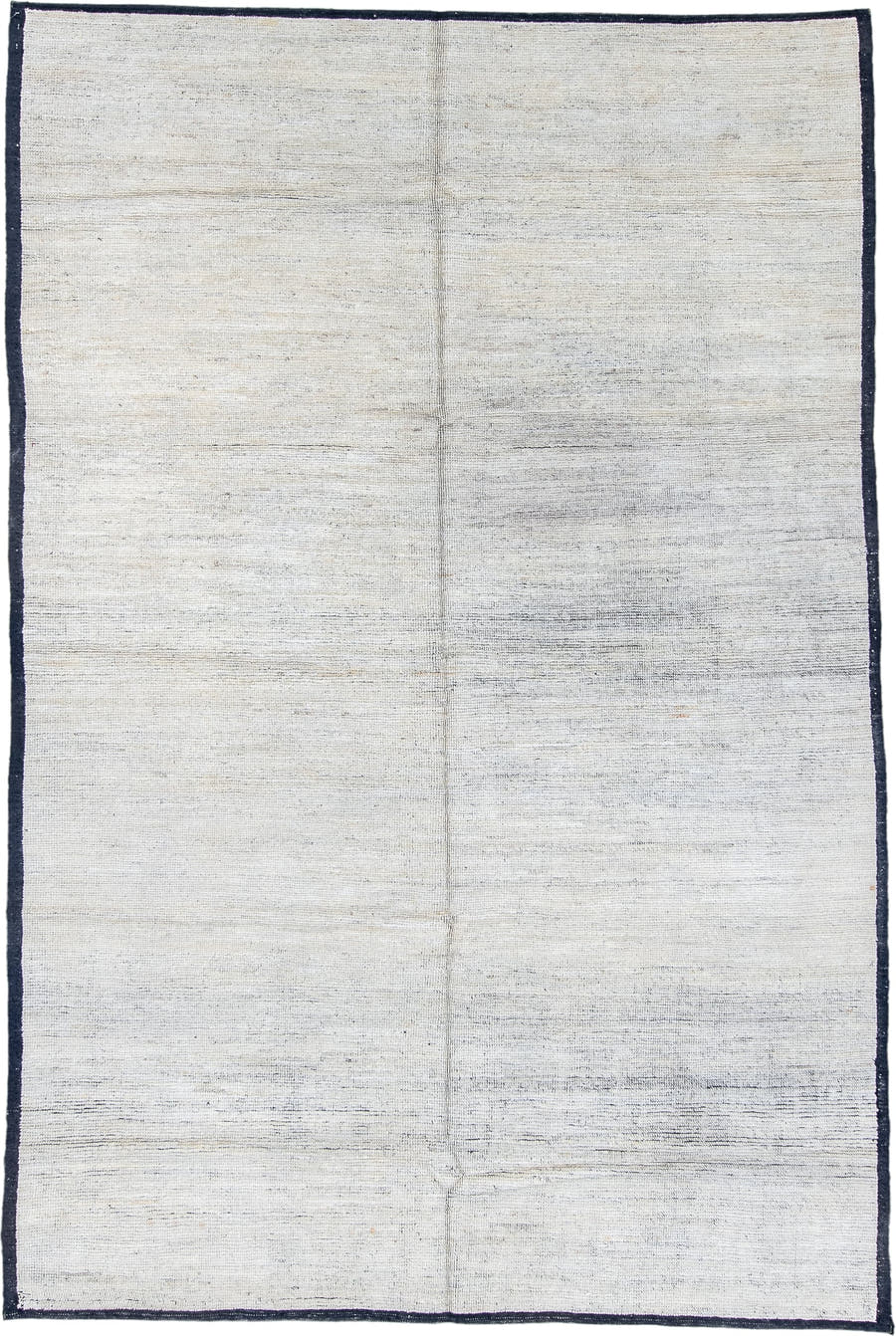 6' x 9' one-of-a-kind handmade vintage Tulu medium size rug. Color palette: ivory, charcoal, cream, taupe, gray, black