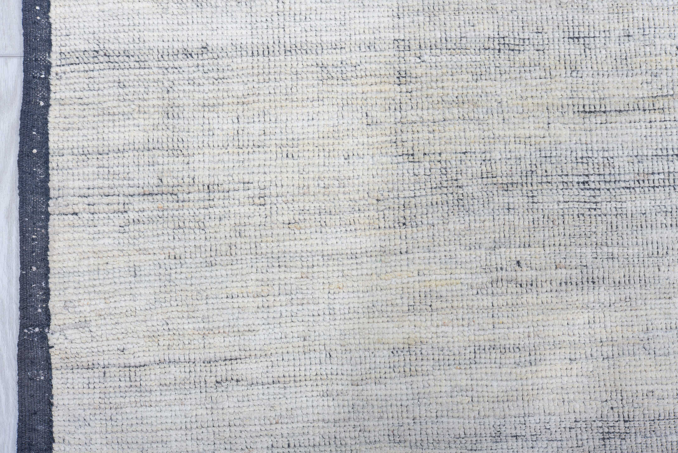 6' x 9' one-of-a-kind handmade vintage Tulu medium size rug. Color palette: ivory, charcoal, cream, taupe, gray, black