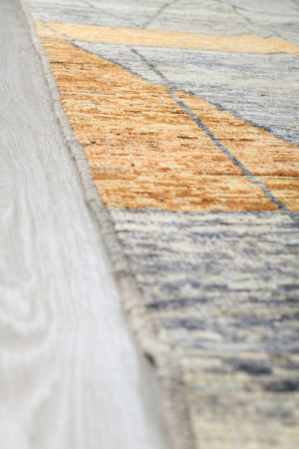 6' x 9' one-of-a-kind handmade vintage Tulu medium size rug. Color palette: blue, dark gray, fiord, gainsboro, gray