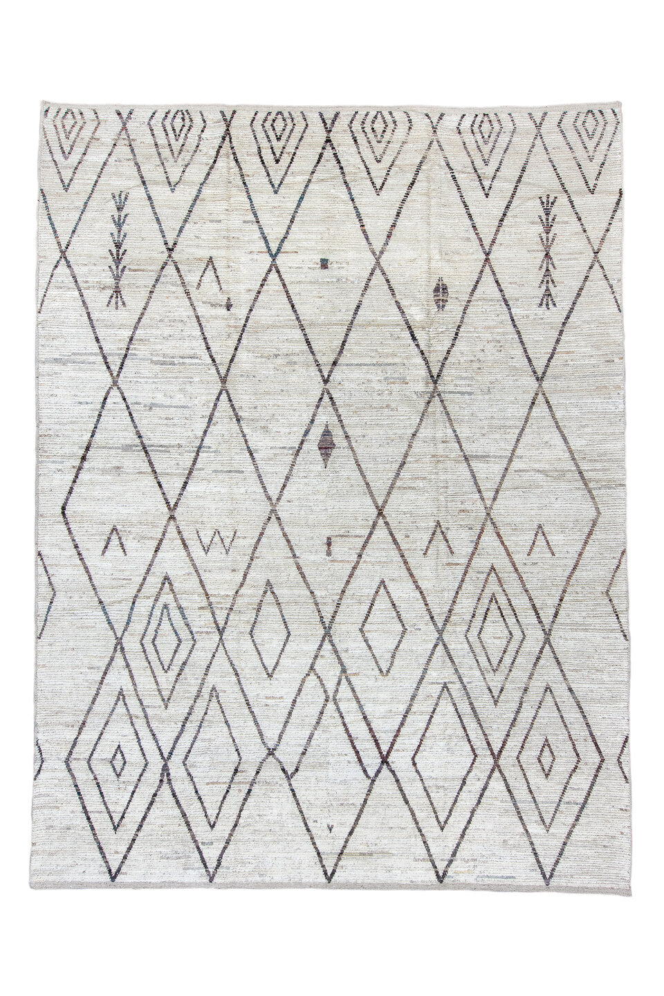10' x 13' one-of-a-kind handmade vintage Tulu large size rug. Color palette: blue, dark gray, gainsboro, gray, light gray