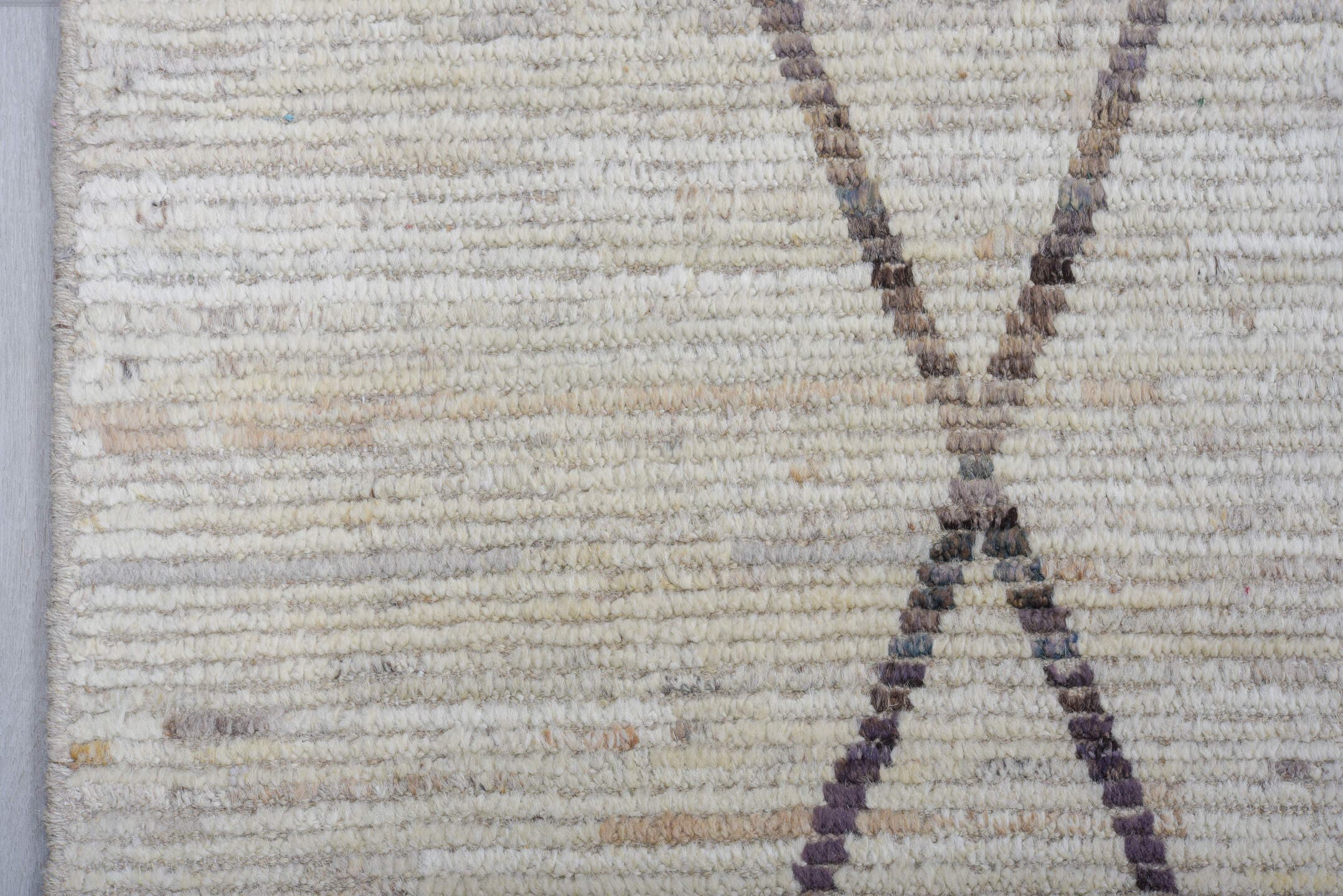 10' x 13' one-of-a-kind handmade vintage Tulu large size rug. Color palette: ivory, charcoal, taupe, brown, gray, black