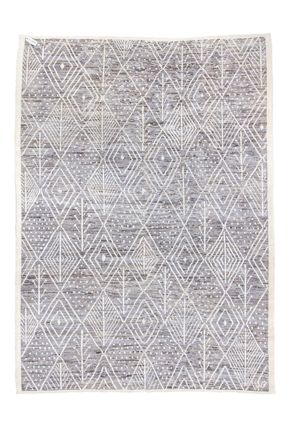 10' x 13' one-of-a-kind handmade vintage Tulu large size rug. Color palette: black, blue, dark gray, dim gray, gainsboro