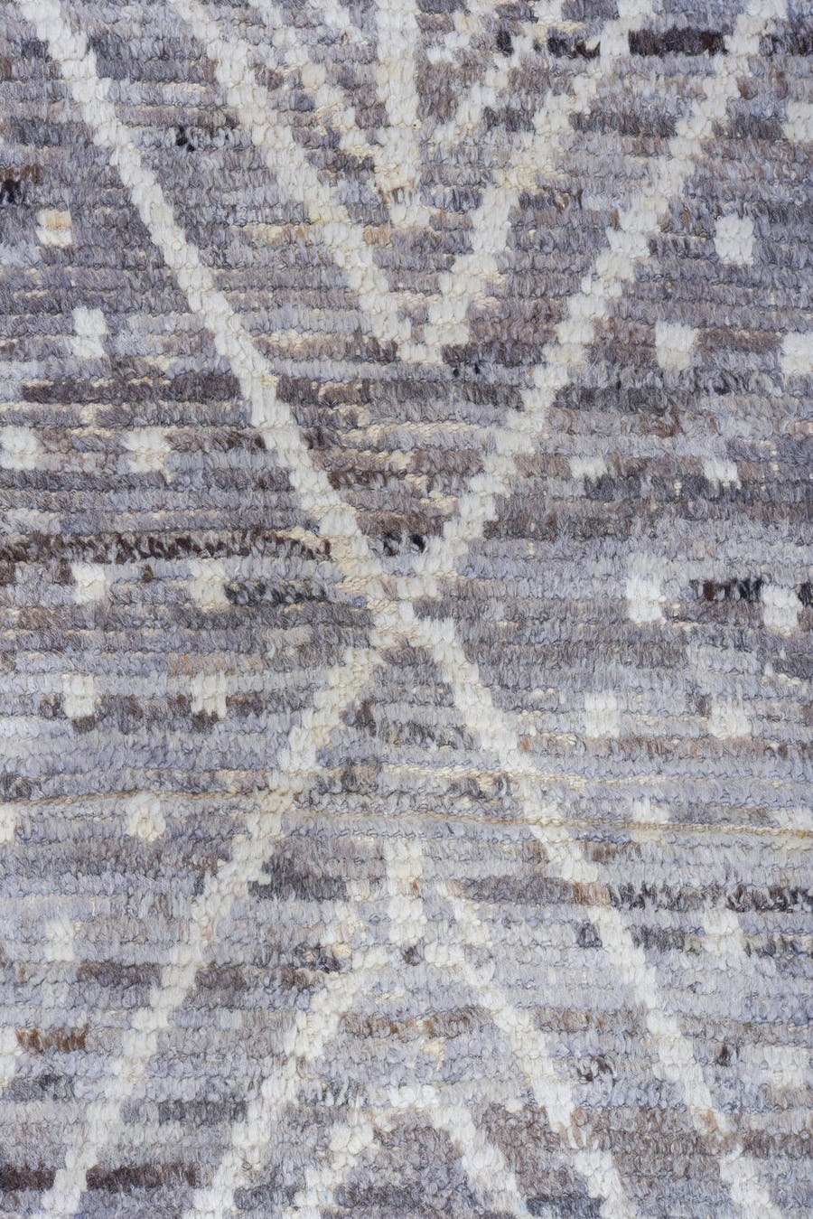 10' x 13' one-of-a-kind handmade vintage Tulu large size rug. Color palette: ivory, silver, gray, taupe, beige