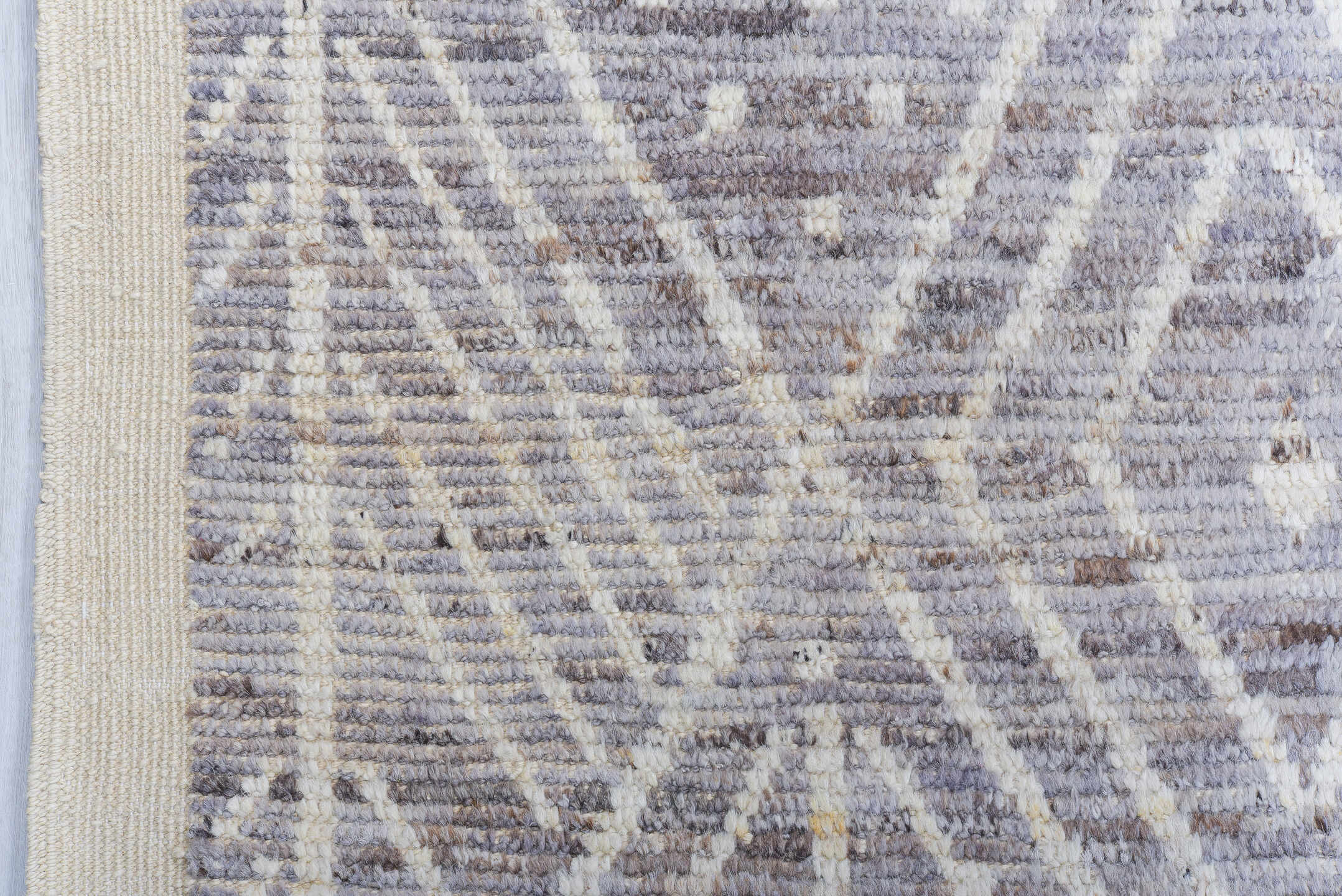 10' x 13' one-of-a-kind handmade vintage Tulu large size rug. Color palette: ivory, silver, gray, taupe, beige