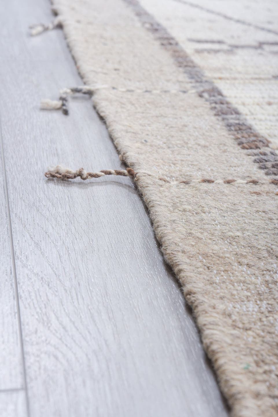 10' x 13' one-of-a-kind handmade vintage Tulu large size rug. Color palette: ivory, taupe, gray, greige, charcoal, beige