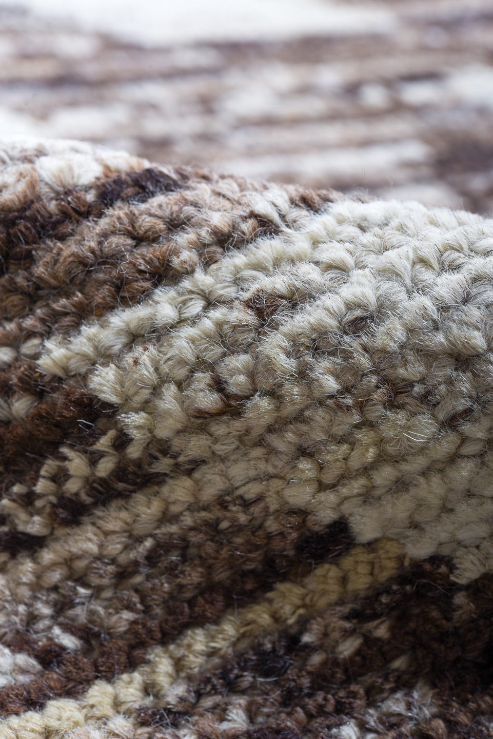 10' x 13' one-of-a-kind handmade vintage Tulu large size rug. Color palette: black, brown, dim gray, gray, light gray