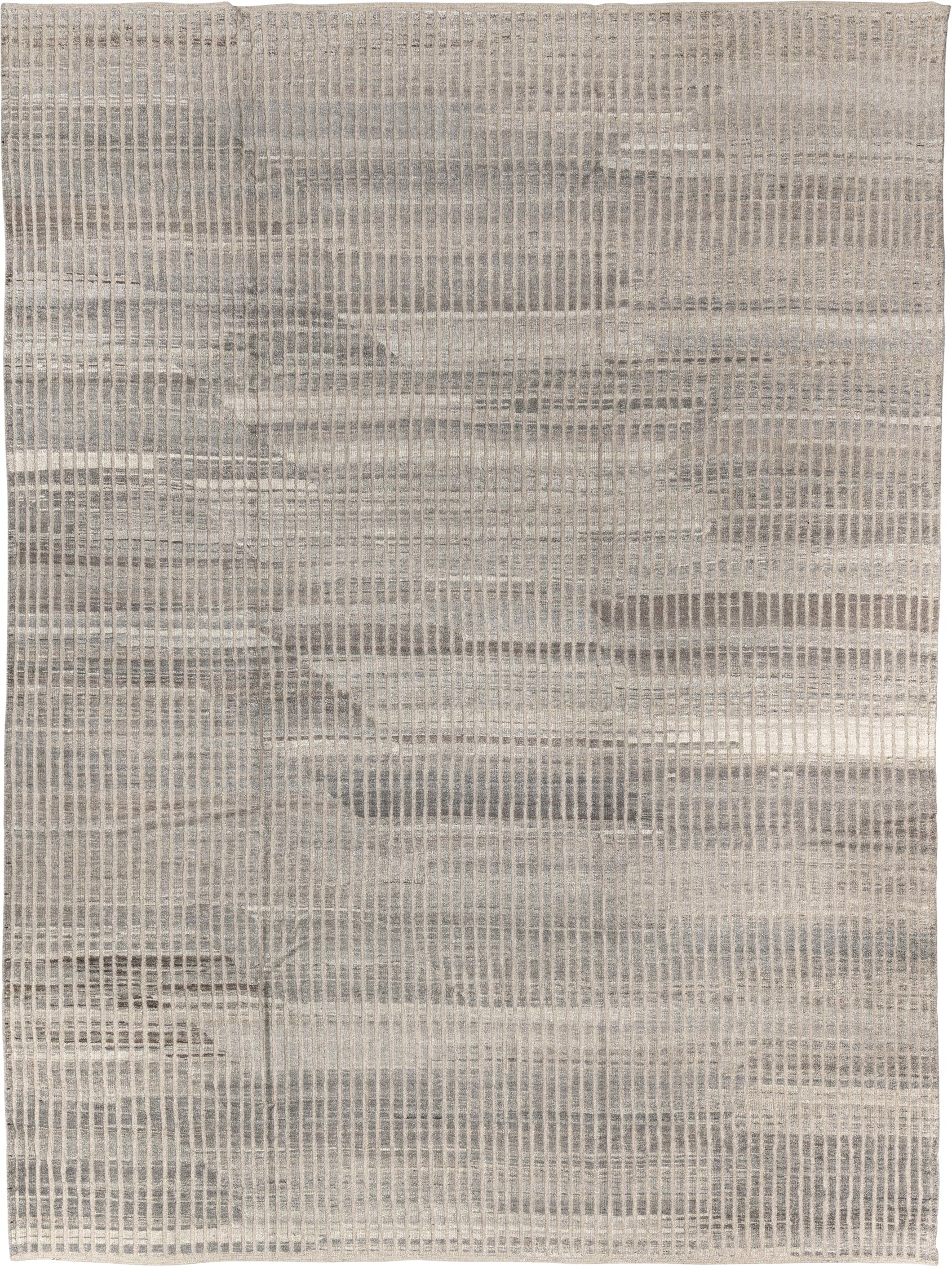 8' x 11' one-of-a-kind handmade vintage Tulu large size rug. Color palette: ivory, gray, taupe, cream, charcoal, beige