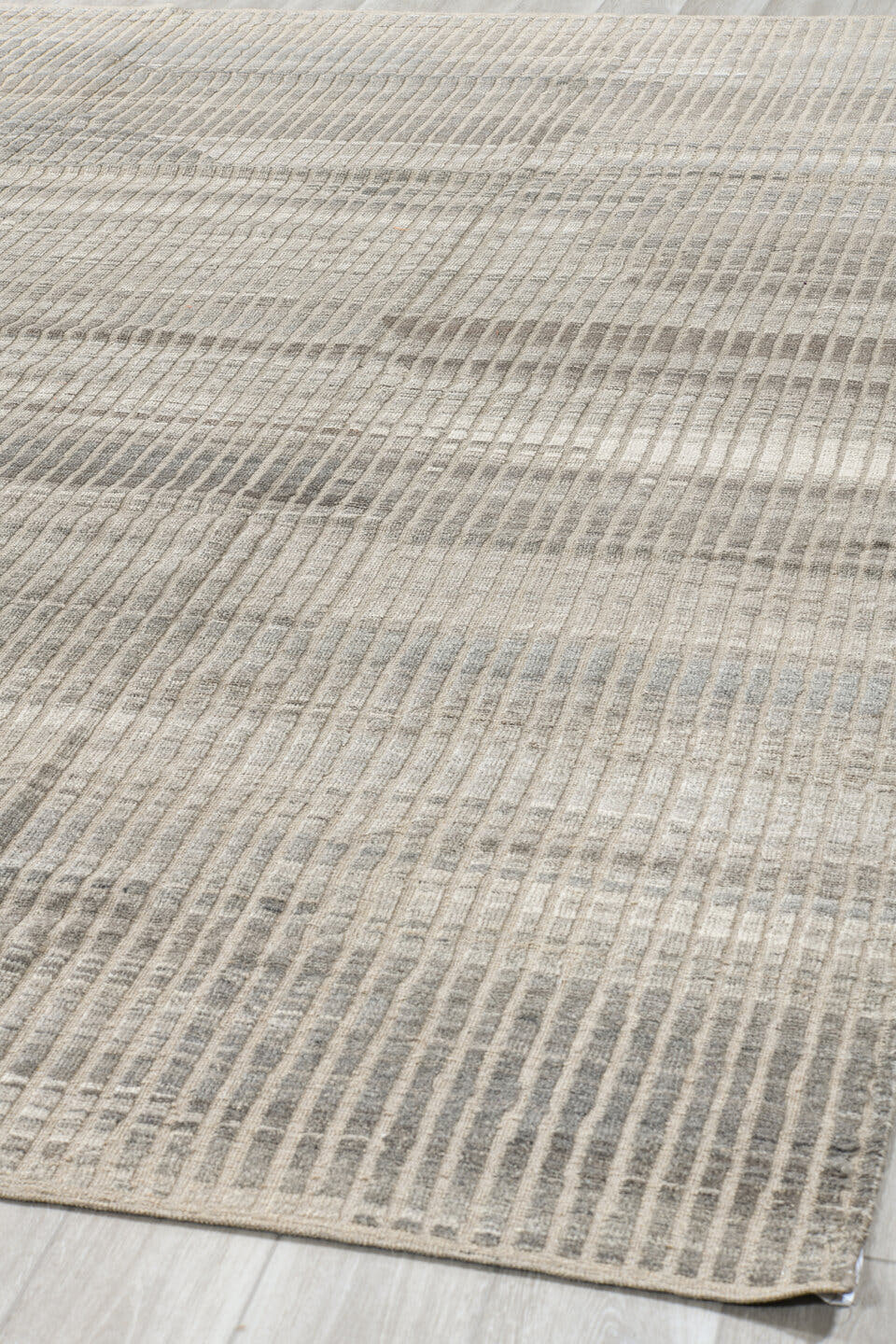 8' x 11' one-of-a-kind handmade vintage Tulu large size rug. Color palette: ivory, gray, taupe, cream, charcoal, beige