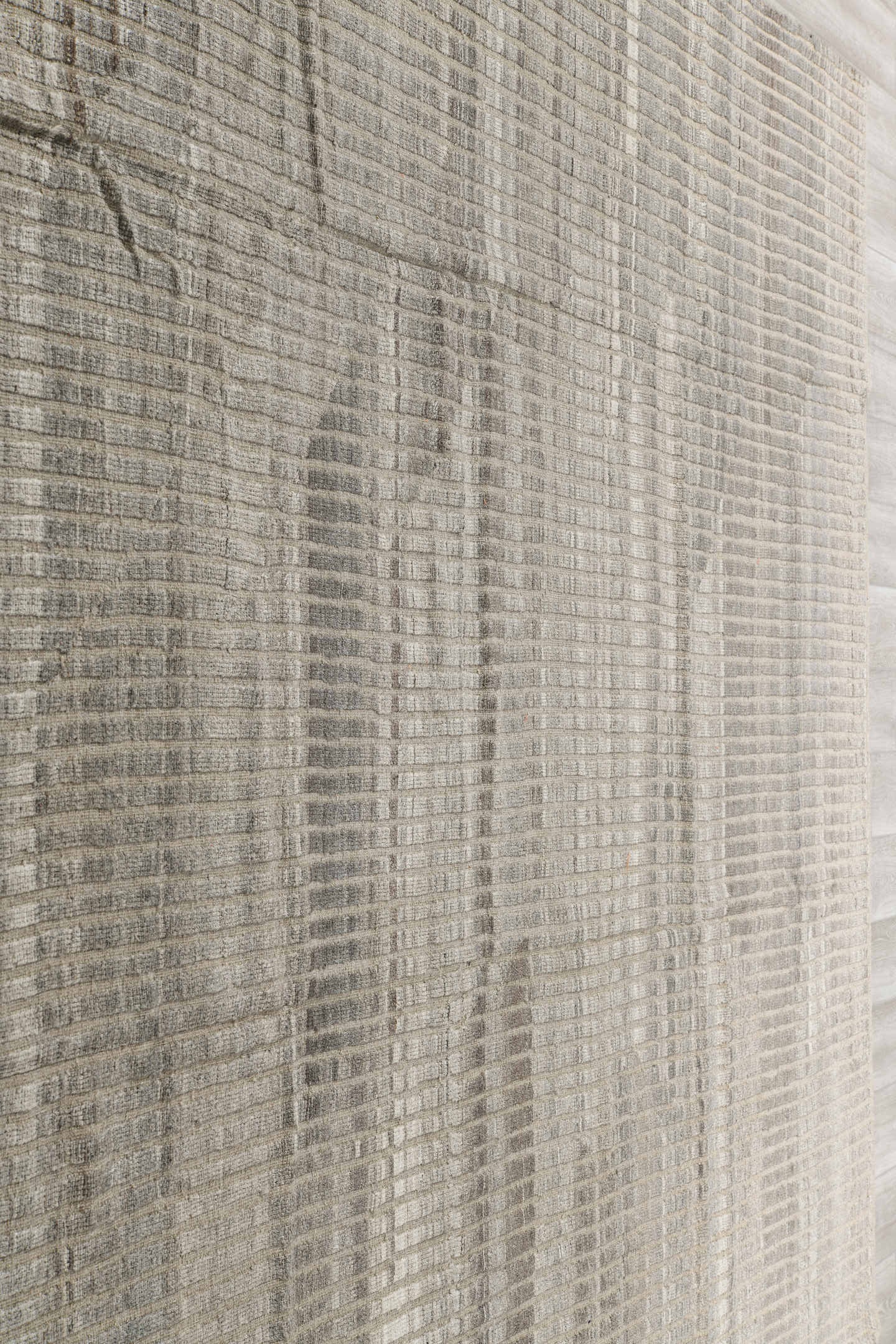 8' x 11' one-of-a-kind handmade vintage Tulu large size rug. Color palette: ivory, gray, taupe, cream, charcoal, beige