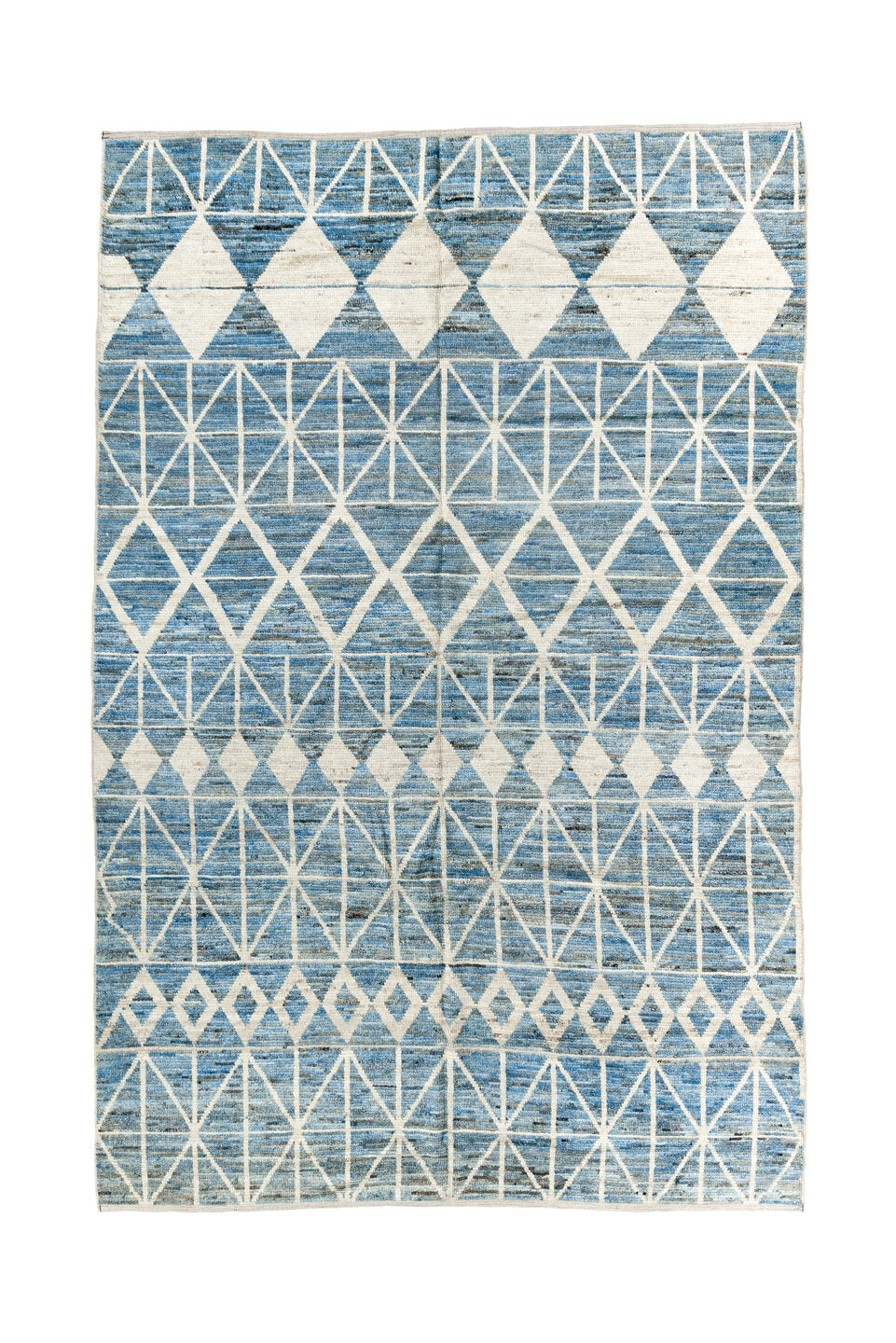 6' x 9' one-of-a-kind handmade vintage Tulu medium size rug. Color palette: black, blue, gainsboro, gray, light blue