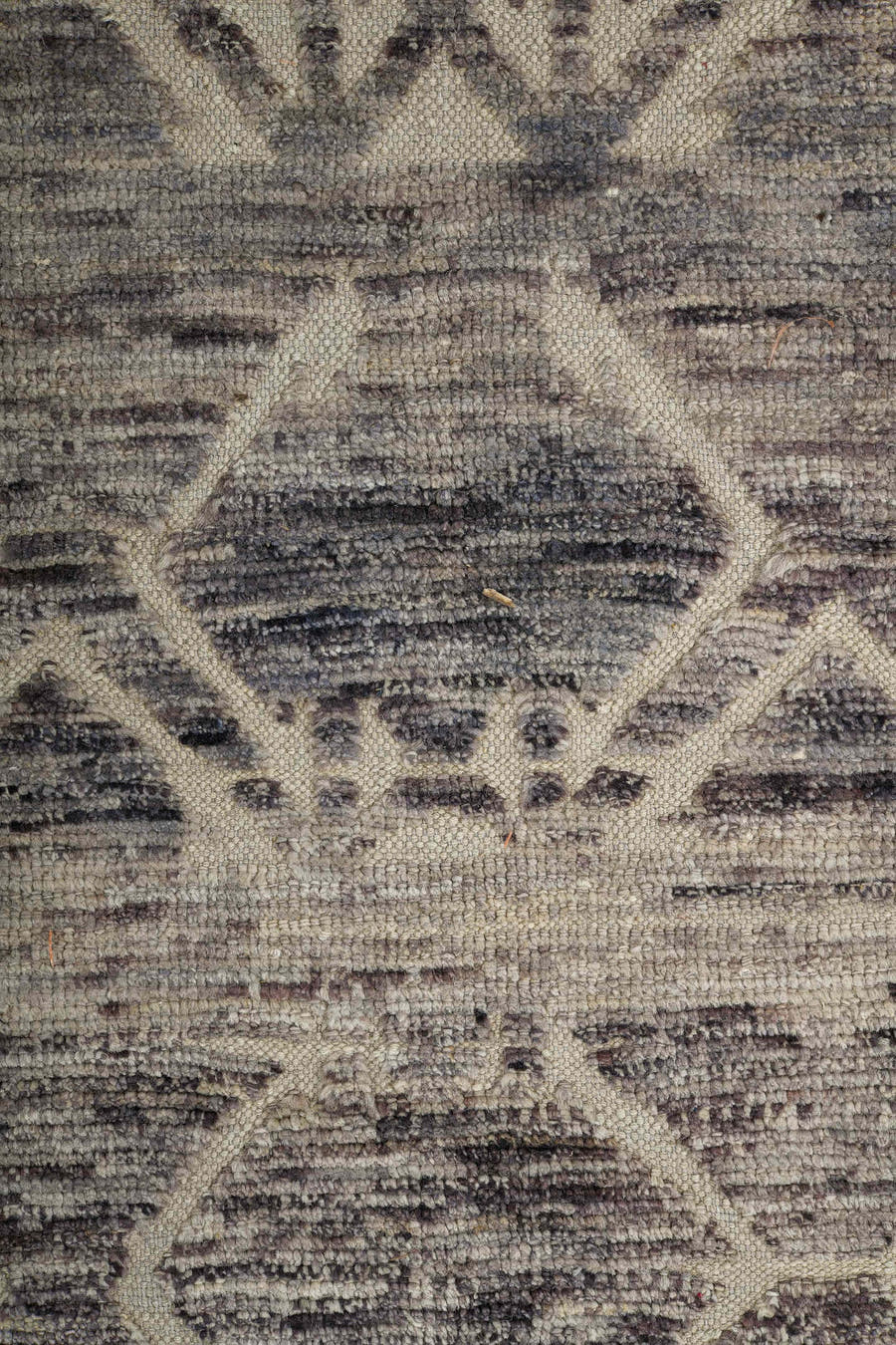 9' x 11' one-of-a-kind handmade vintage Tulu large size rug. Color palette: ivory, taupe, brown, charcoal, cream, beige