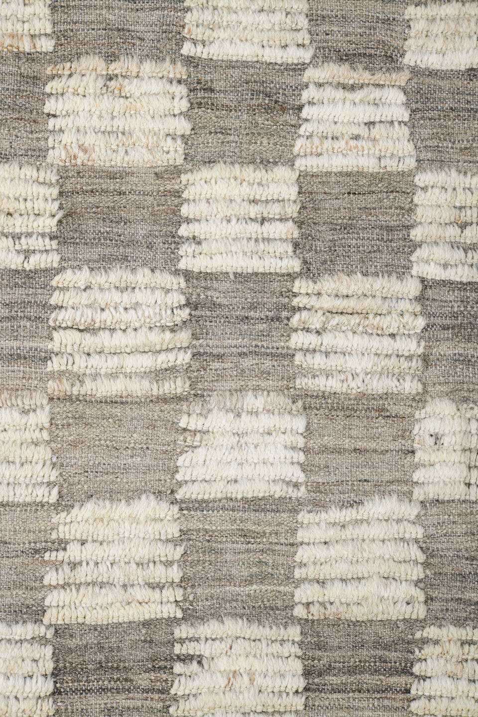10' x 14' one-of-a-kind handmade vintage Tulu large size rug. Color palette: ivory, gray, taupe, beige