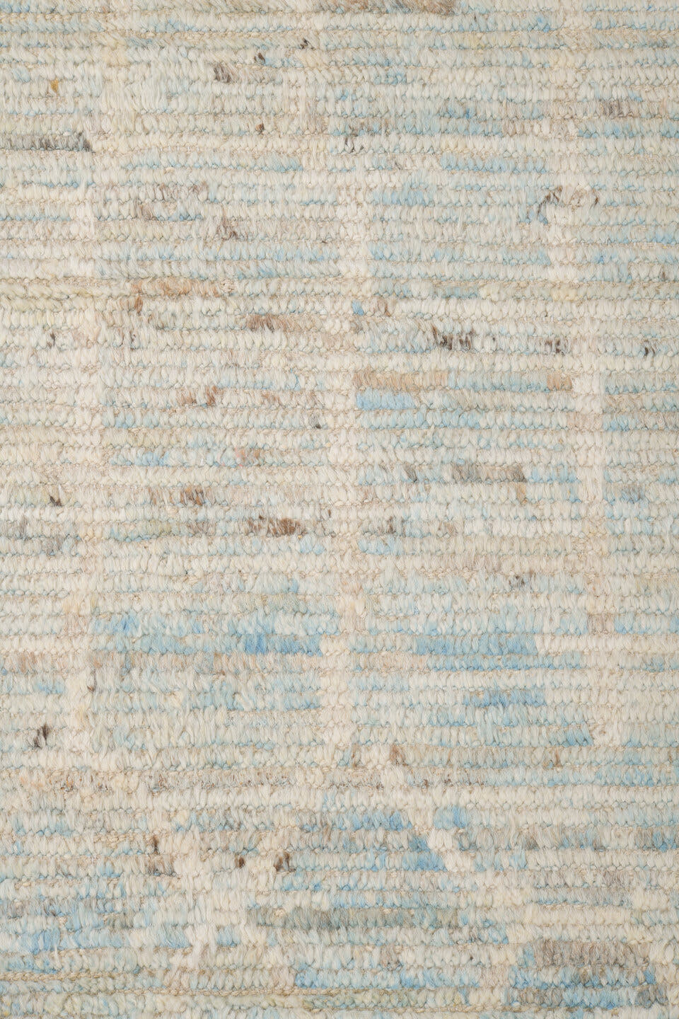 10' x 14' one-of-a-kind handmade vintage Tulu large size rug. Color palette: ivory, pale blue, cream, taupe, light gray