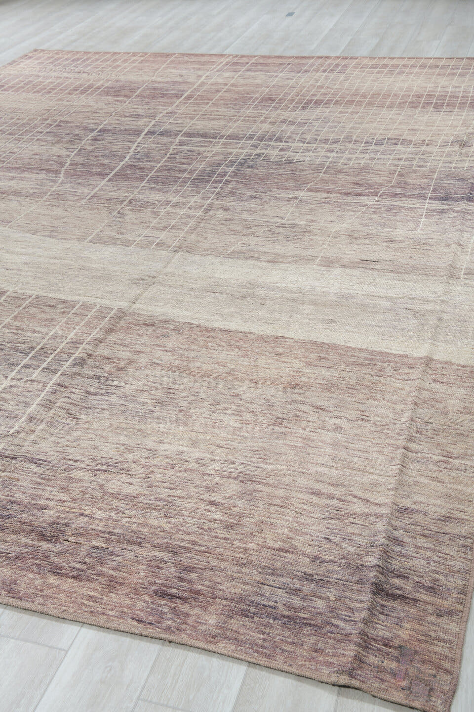10' x 13' one-of-a-kind handmade vintage Tulu large size rug. Color palette: brown, ivory, taupe, charcoal, cream, beige