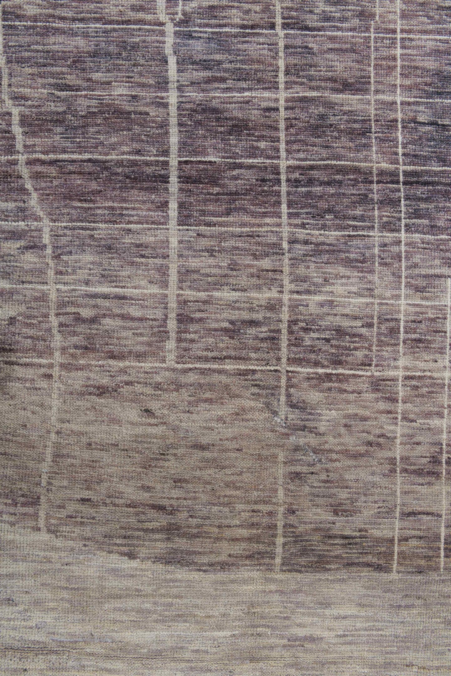 10' x 13' one-of-a-kind handmade vintage Tulu large size rug. Color palette: brown, ivory, taupe, charcoal, cream, beige