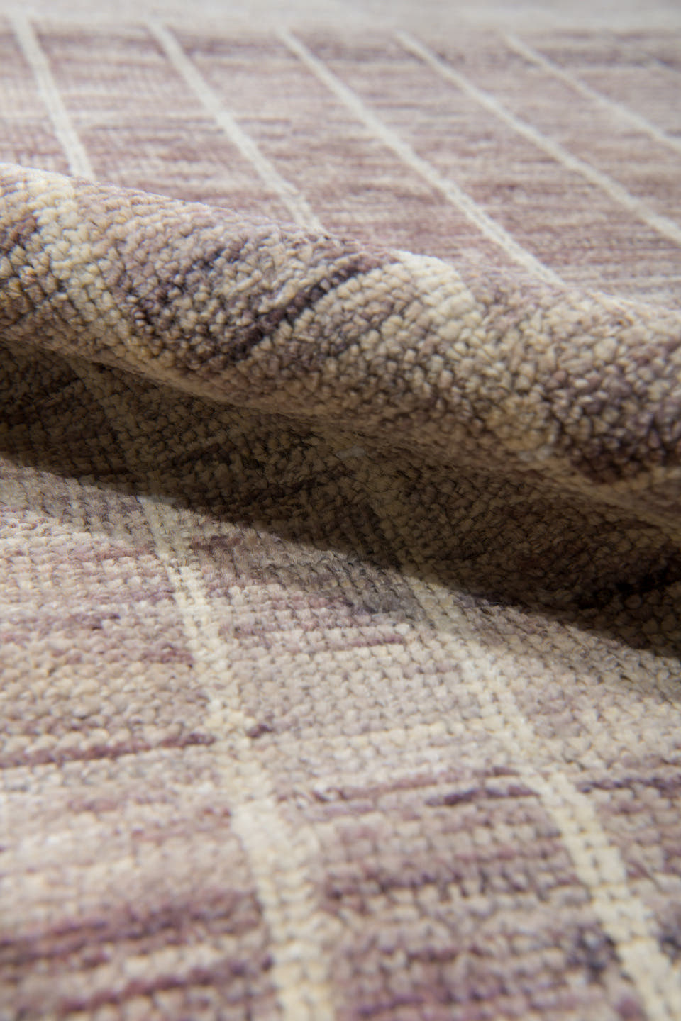 10' x 13' one-of-a-kind handmade vintage Tulu large size rug. Color palette: brown, ivory, taupe, charcoal, cream, beige