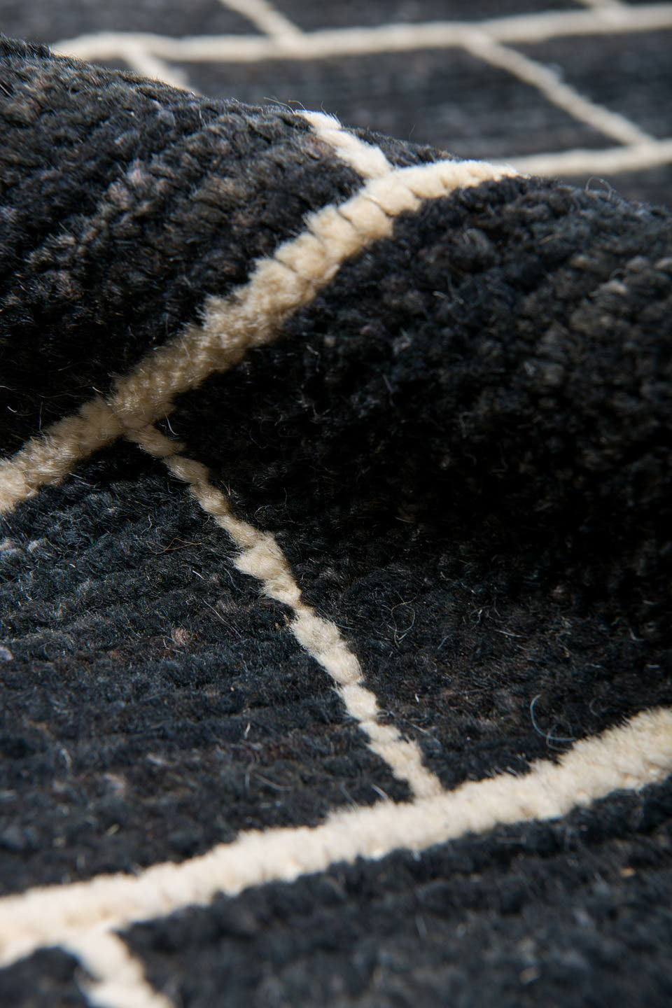 8' x 14' one-of-a-kind handmade vintage Tulu large size rug. Color palette: charcoal, ivory, cream, gray, black